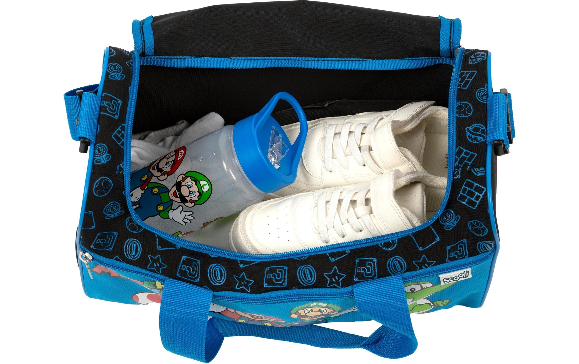 Scooli Sporttasche Super Mario – 8 l, Polyester, Schwarz, 33 × 22 × 10 cm
