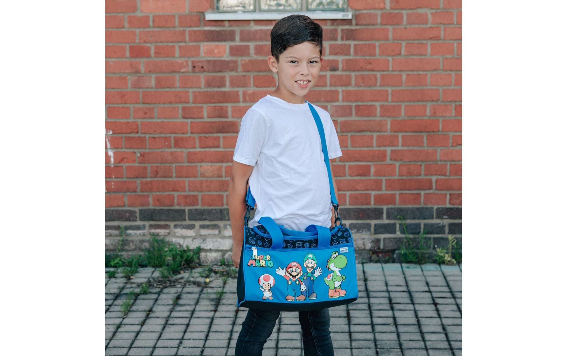 Scooli Sporttasche Super Mario – 8 l, Polyester, Schwarz, 33 × 22 × 10 cm