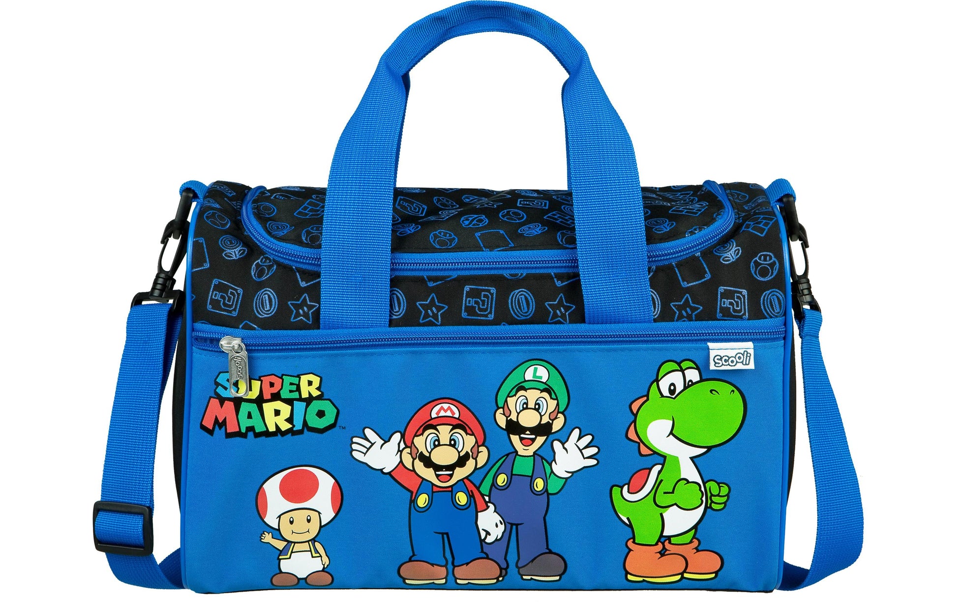 Scooli Sporttasche Super Mario – 8 l, Polyester, Schwarz, 33 × 22 × 10 cm