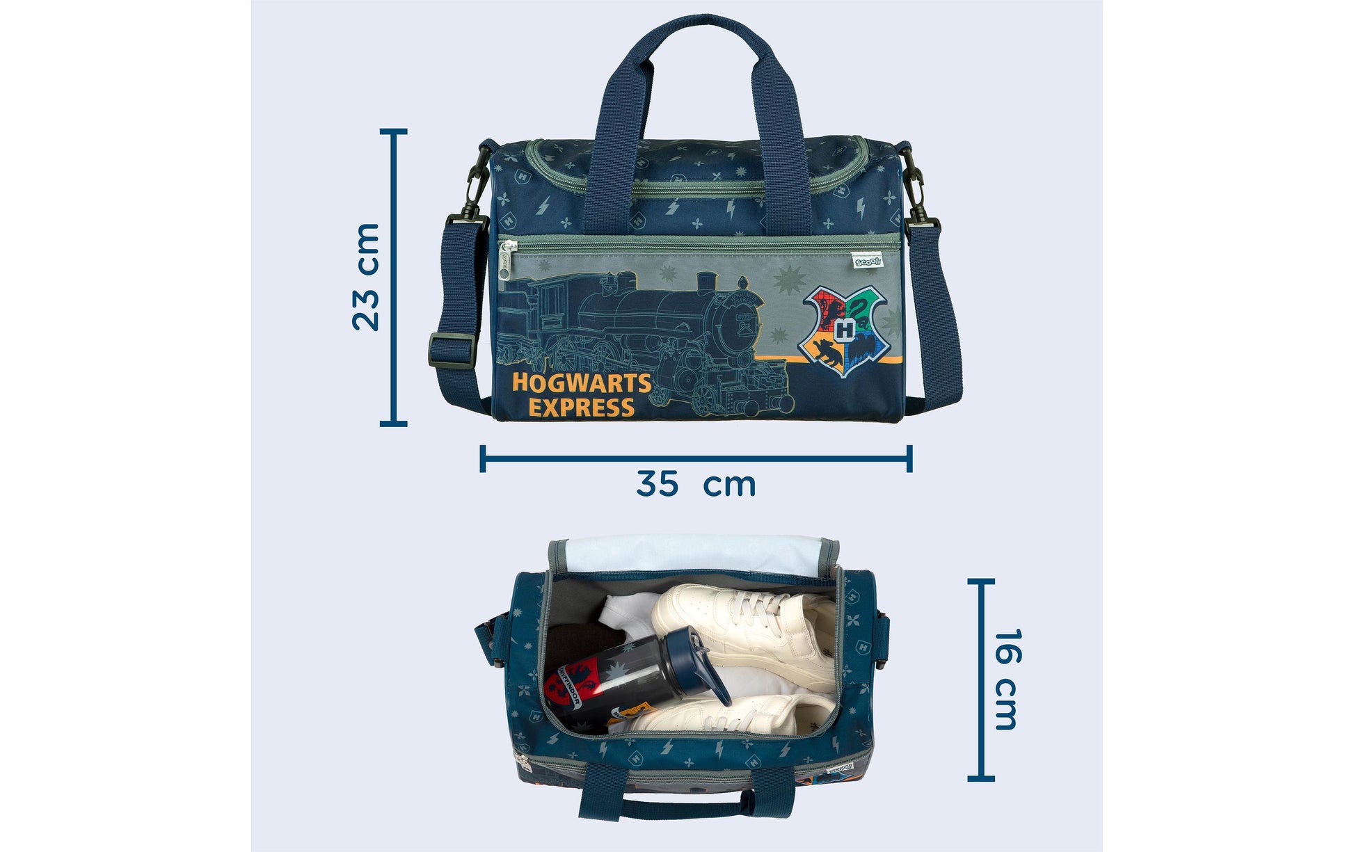 Scooli Harry Potter Sporttasche – 8 l, Polyester, Grau, 33 × 22 × 10 cm