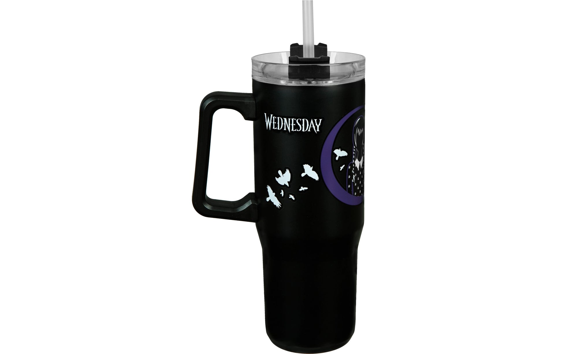 Undercover Wednesday Thermobecher 880 ml – Edelstahl, mit Griff, Schwarz