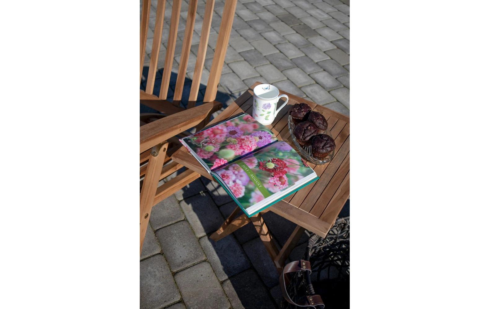 House Nordic Beistelltisch 7501001 – 50 × 50 × 50 cm, quadratisch – Teakholz – natur – faltbar