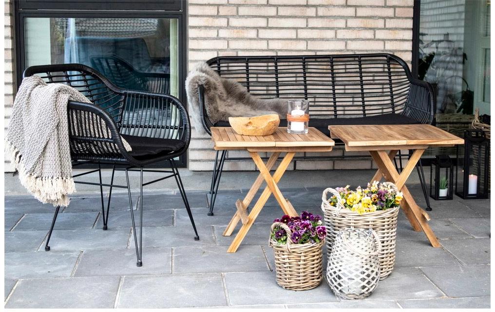 House Nordic Beistelltisch 7501001 – 50 × 50 × 50 cm, quadratisch – Teakholz – natur – faltbar