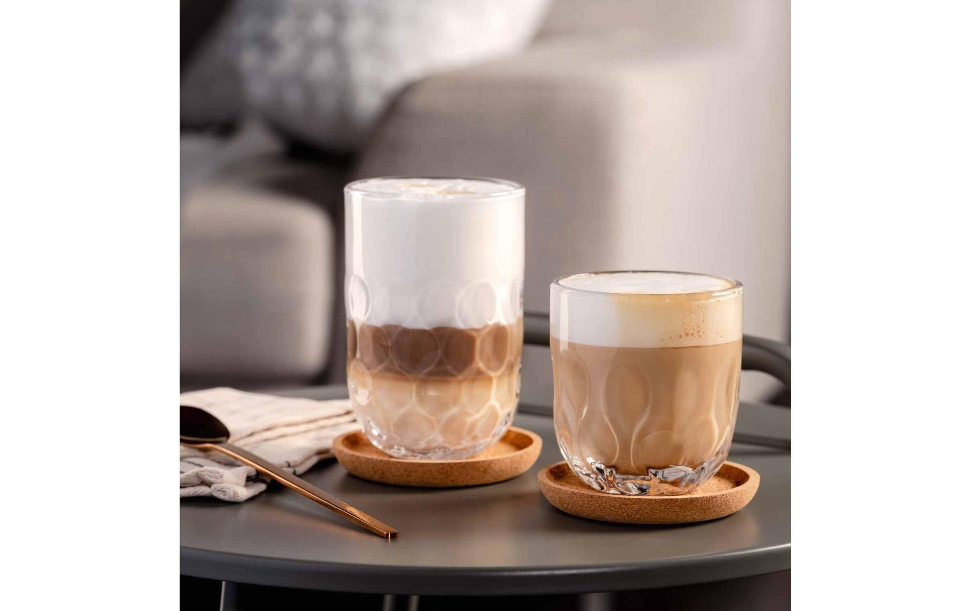 LEONARDO Untersetzer 4er-Set, Ø 8,8 × 4,3 cm, Kork, Beige, für Gläser