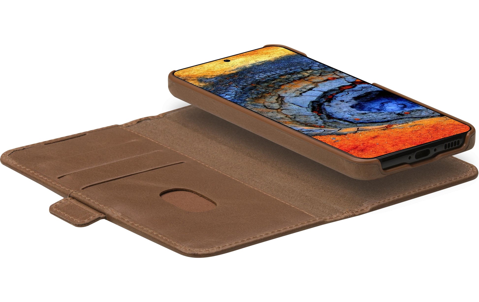 dbramante1928 Lynge Wallethülle – für Samsung Galaxy S25+, mit Kartenfach, Leder, Beige, stossdämpfend