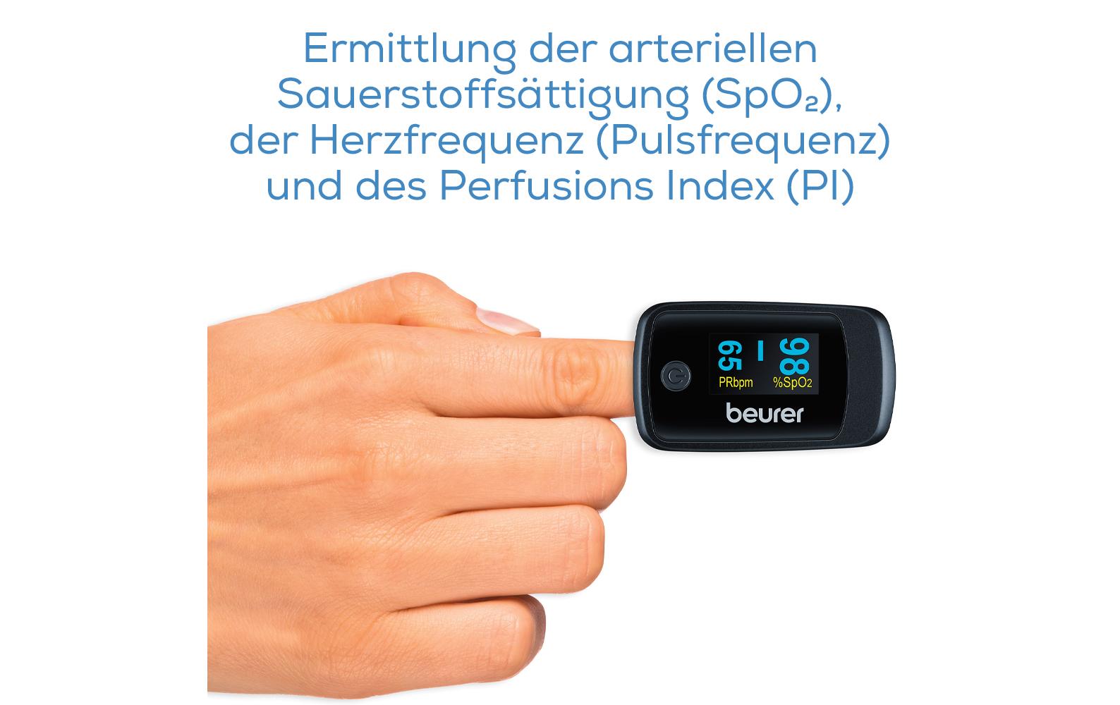 Beurer Pulsoxymeter PO45 – SpO2, Pulsfrequenz, PMI