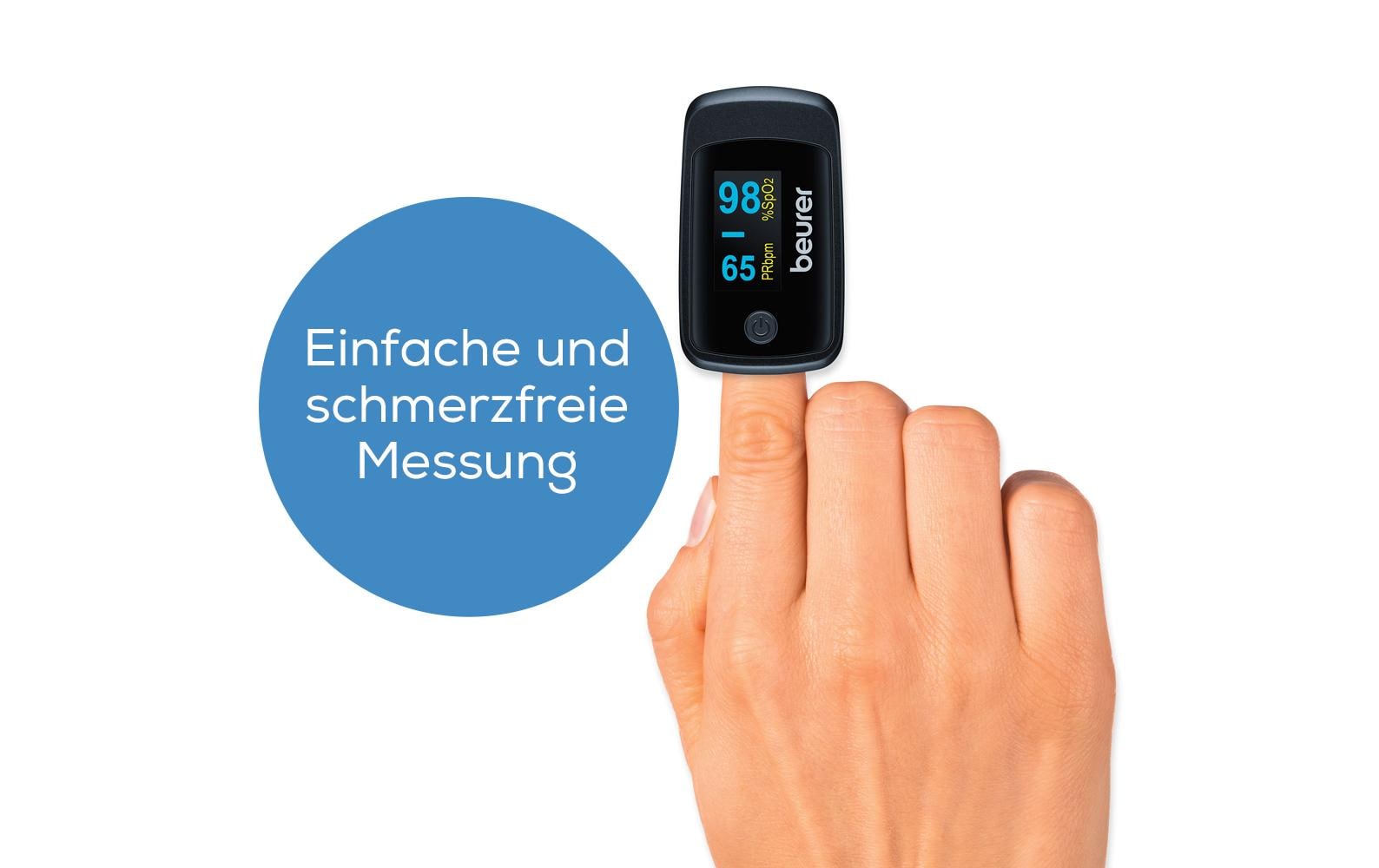 Beurer Pulsoxymeter PO45 – SpO2, Pulsfrequenz, PMI