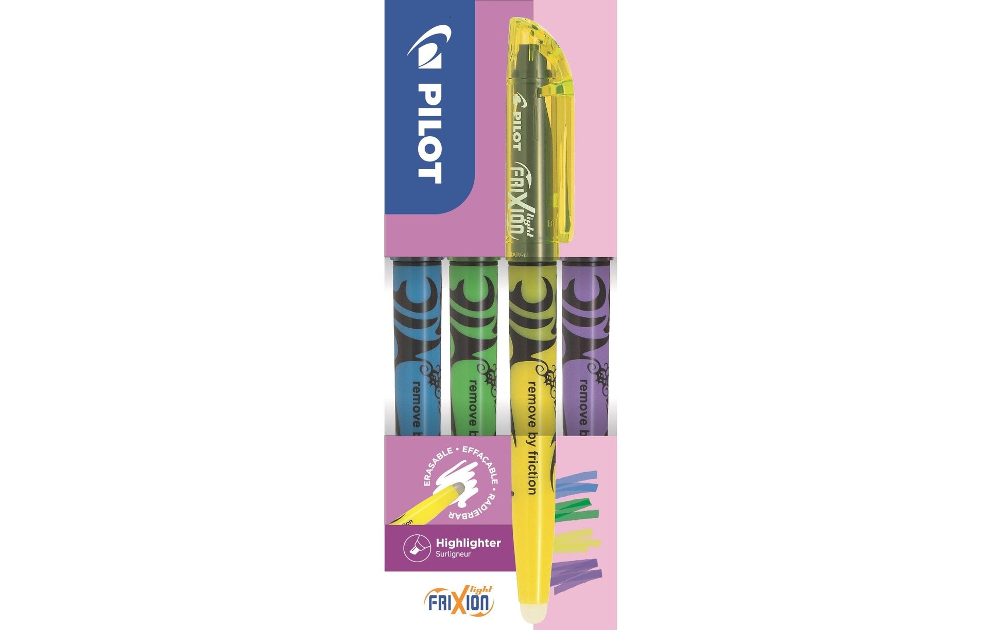 Pilot FriXion Light Textmarker Set 4 Farben – Keilspitze, 3,3 mm, radierbar