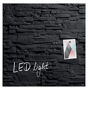 Sigel Whiteboard – 48 × 48 cm, Glas, magnetisch, Wandmontage, inkl. Magnetwürfel, Montagesatz, Leuchtmittel