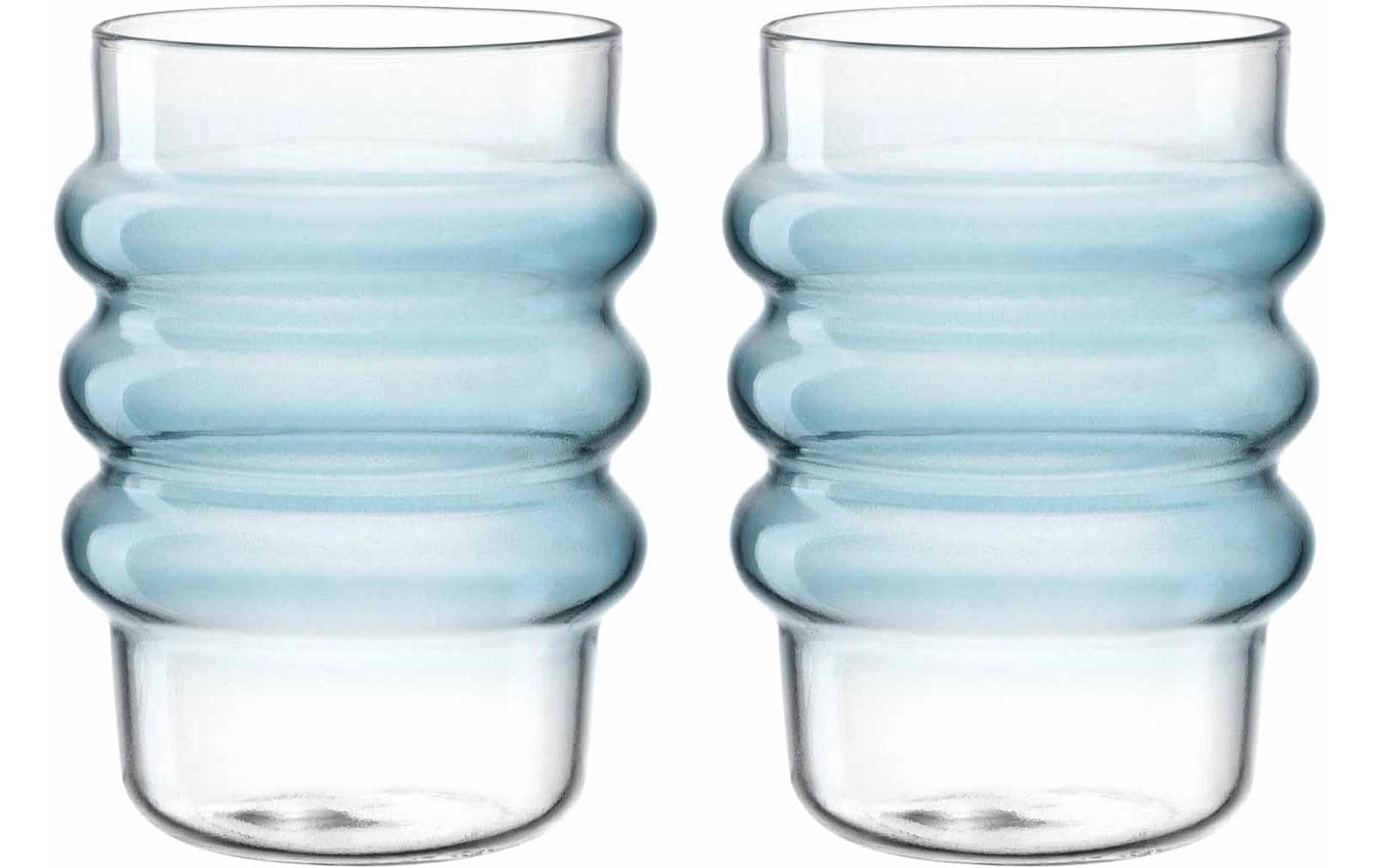 LEONARDO Trinkglas – 2er Set, 440 ml, Ø 7,4 cm, H 12,1 cm, Borosilikatglas, Blau, spülmaschinenfest