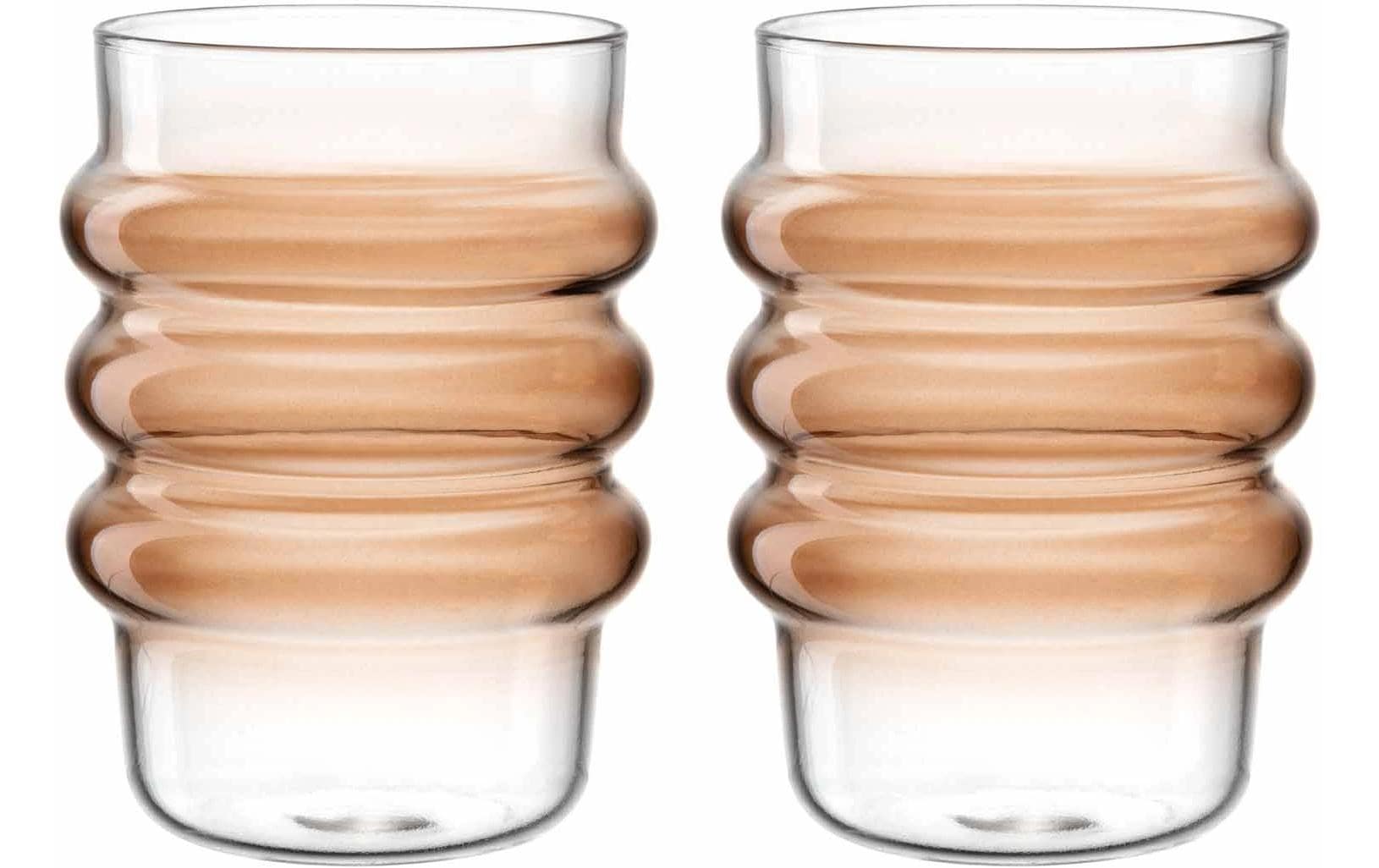 LEONARDO Trinkglas – 2er Set, 440 ml, Ø 7,4 cm, Borosilikatglas, Aprikose, spülmaschinenfest
