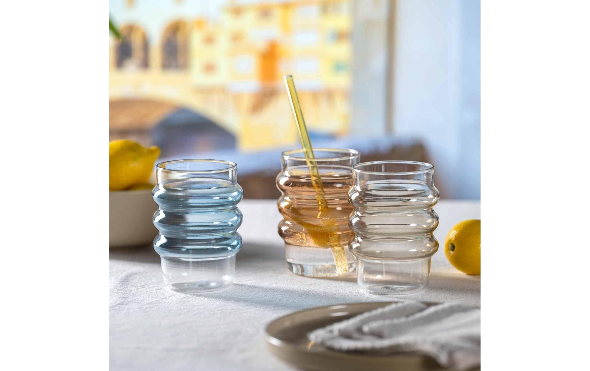 LEONARDO Trinkglas – 2er Set, 440 ml, Ø 7,4 cm, H 12,1 cm, Borosilikatglas, Blau, spülmaschinenfest