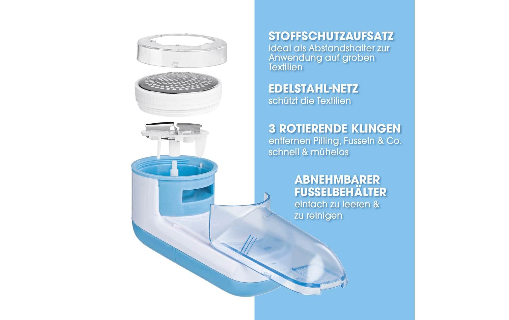 Cleanmaxx Fusselrasierer 3 V – Kunststoff, Weiss, 7,0 × 14,0 × 8,8 cm