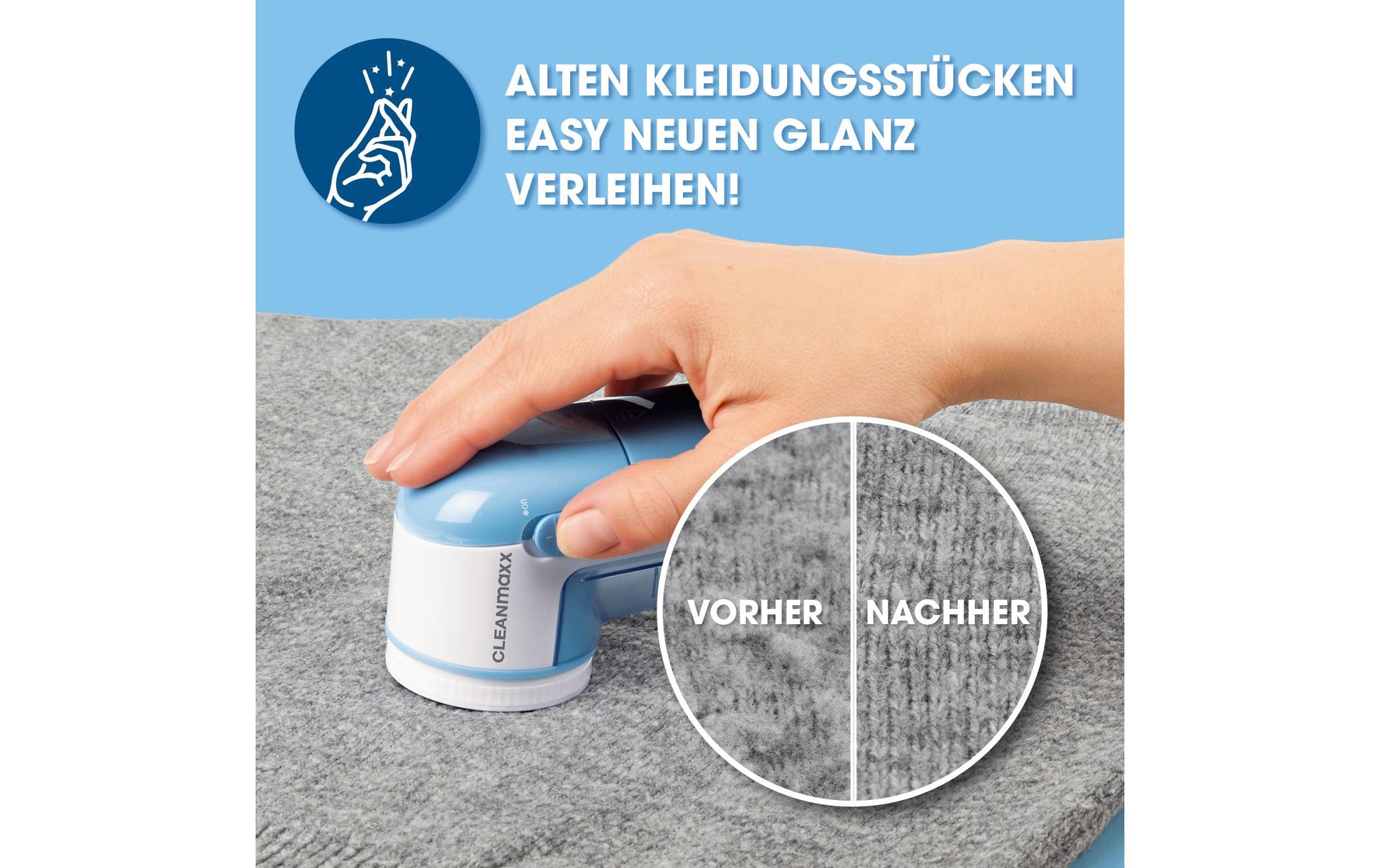 Cleanmaxx Fusselrasierer 3 V – Kunststoff, Weiss, 7,0 × 14,0 × 8,8 cm