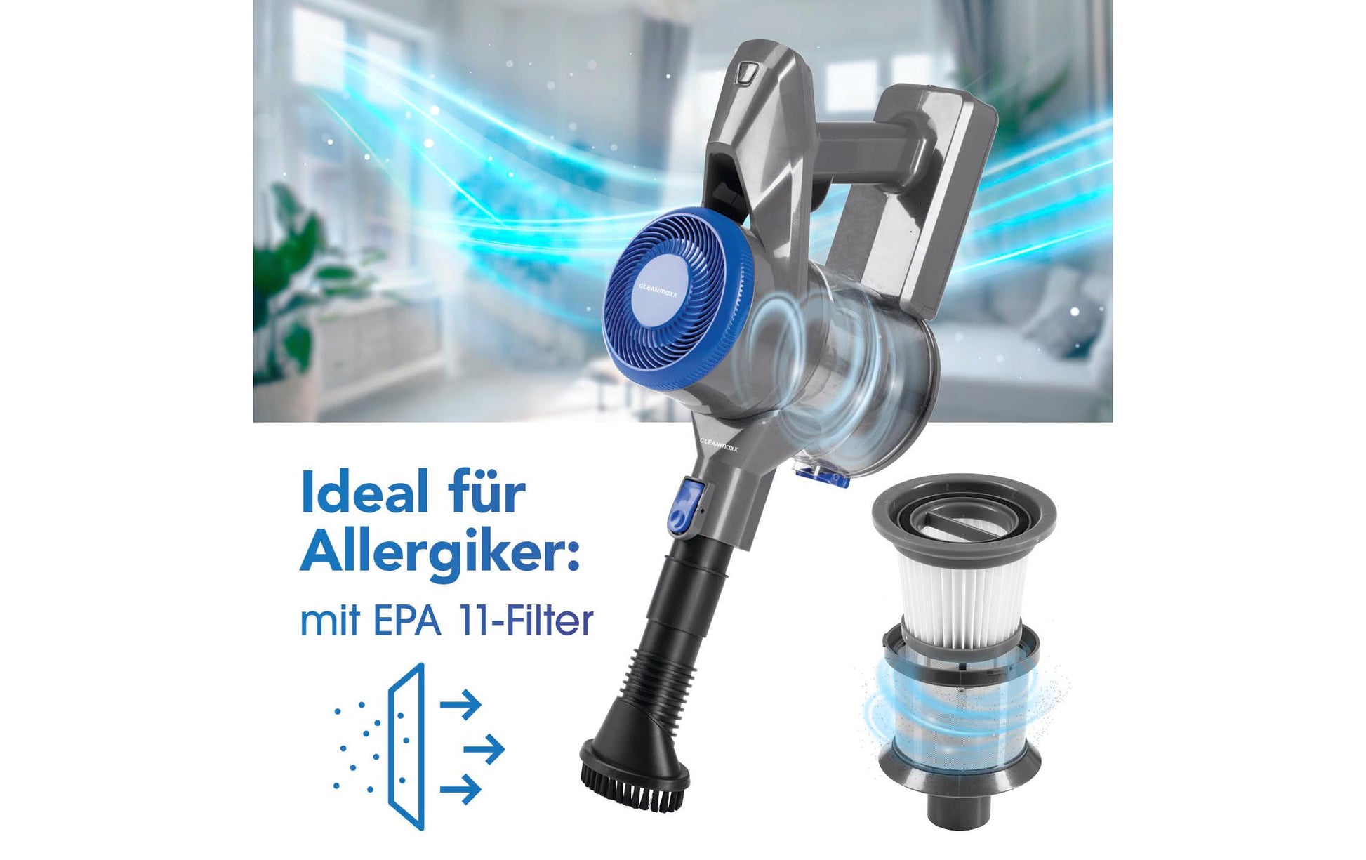 CLEANmaxx Staubsauger – 0,3 l, Akkubetrieben, 2 Stufen, 22 V