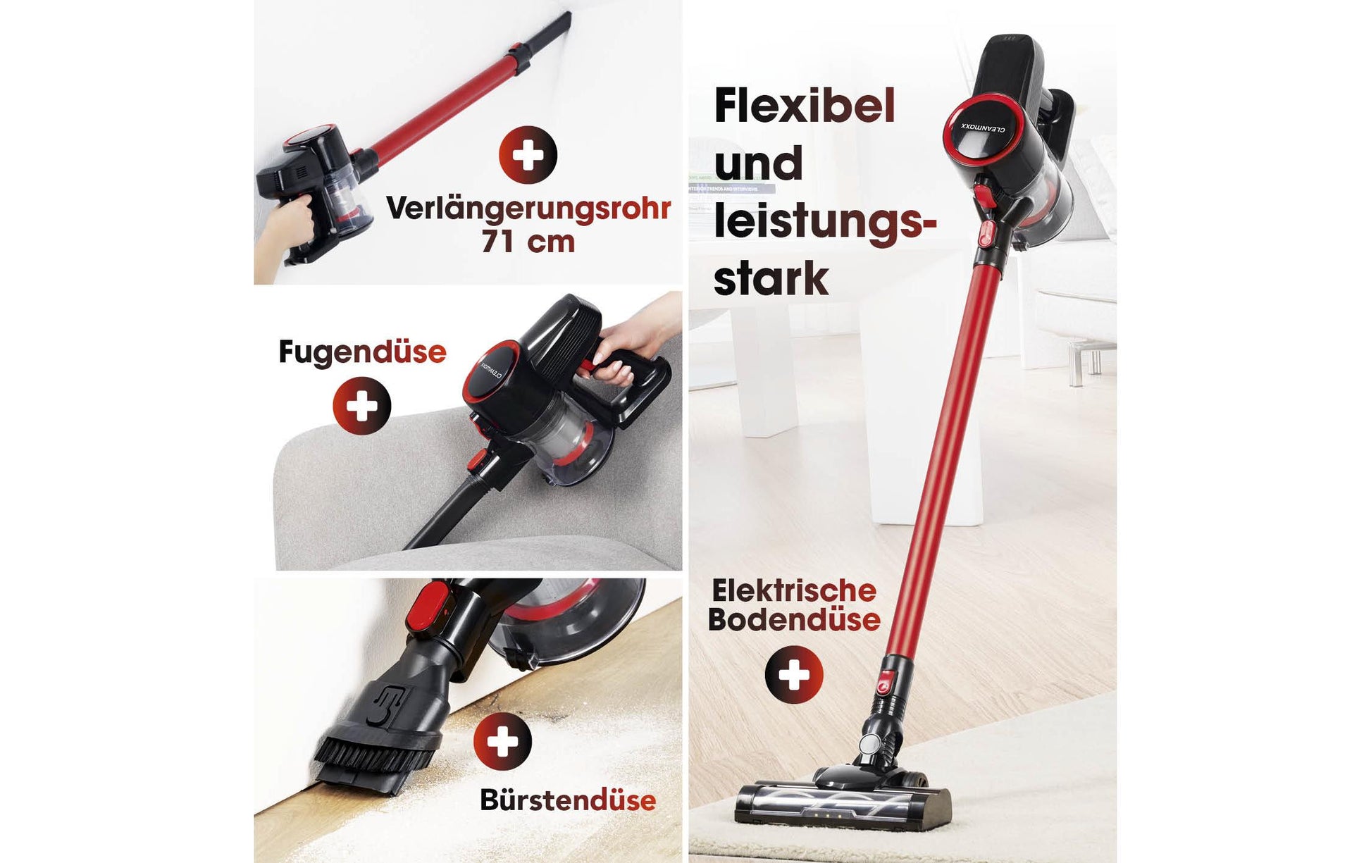 CLEANmaxx Akkustaubsauger – 0,8 l, Akkubetrieb, 2 Stufen, 22 V