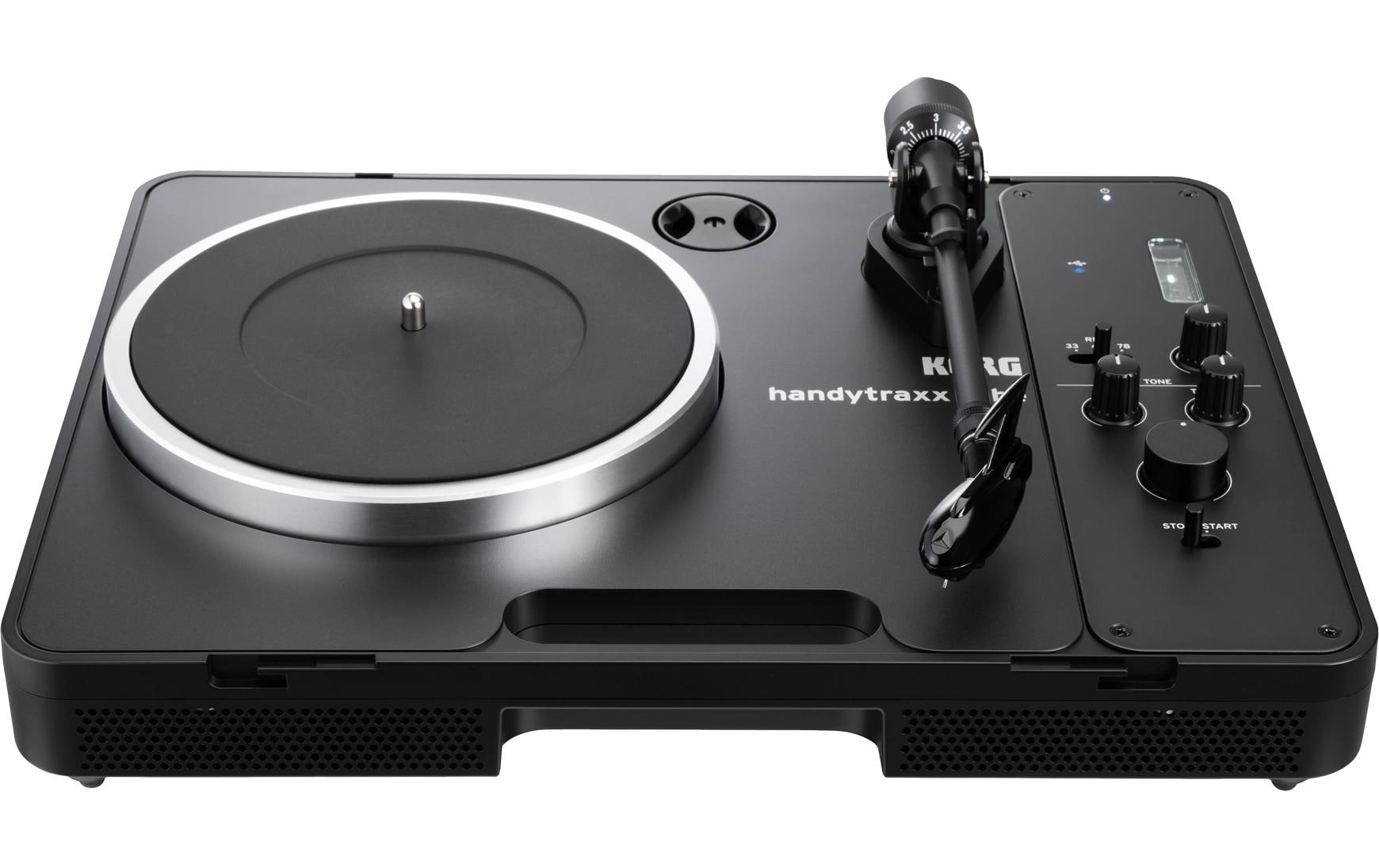 Korg handytraxx tube J – Plattenspieler – Portabel – mit Lautsprecher, Phono-Preamp – Schwarz