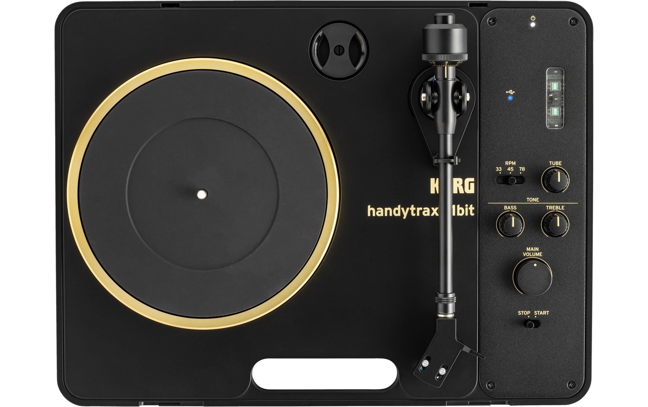 Korg handytraxx 1bit – Plattenspieler – Portabel – Phono-Preamp, mit Lautsprecher – Schwarz