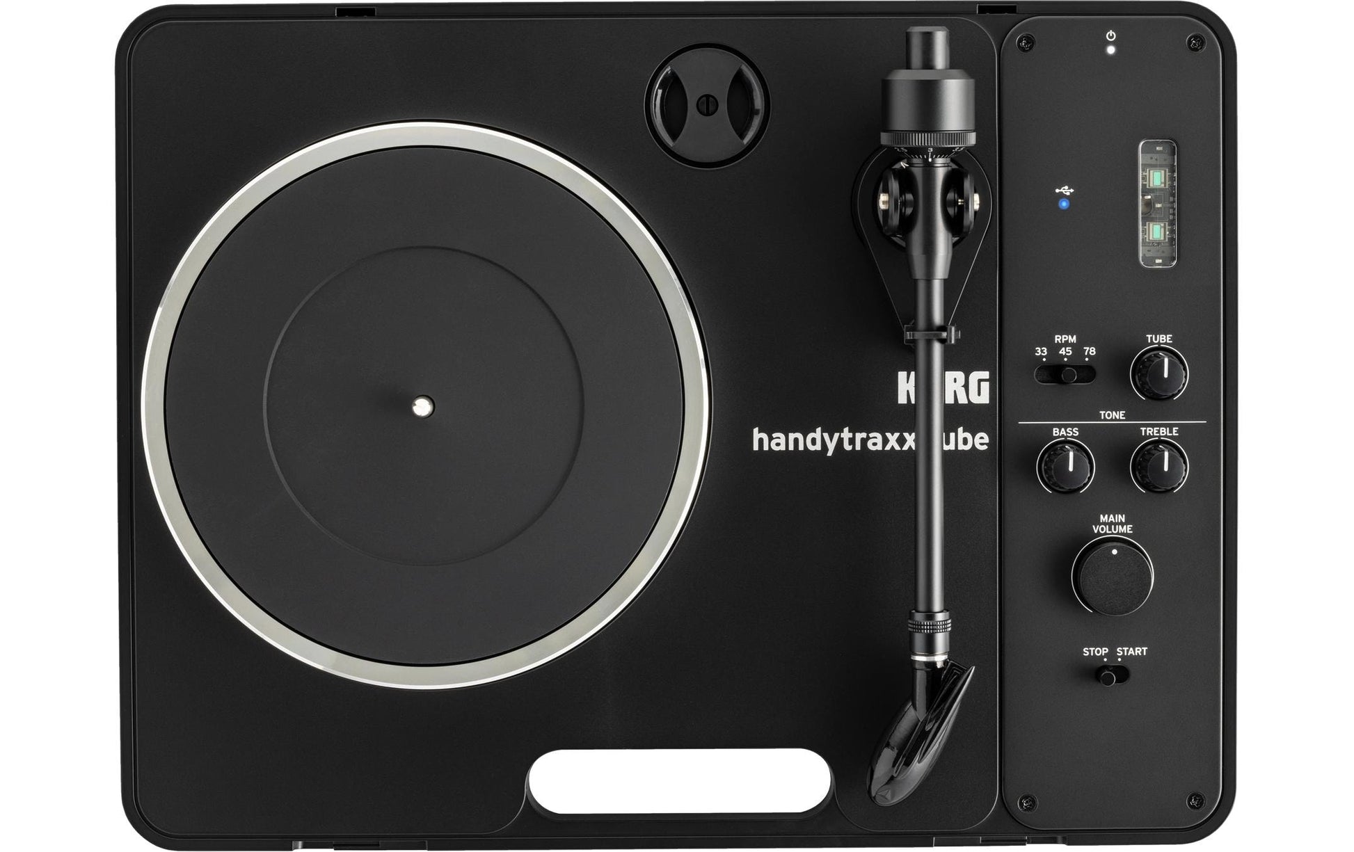 Korg handytraxx tube J – Plattenspieler – Portabel – mit Lautsprecher, Phono-Preamp – Schwarz