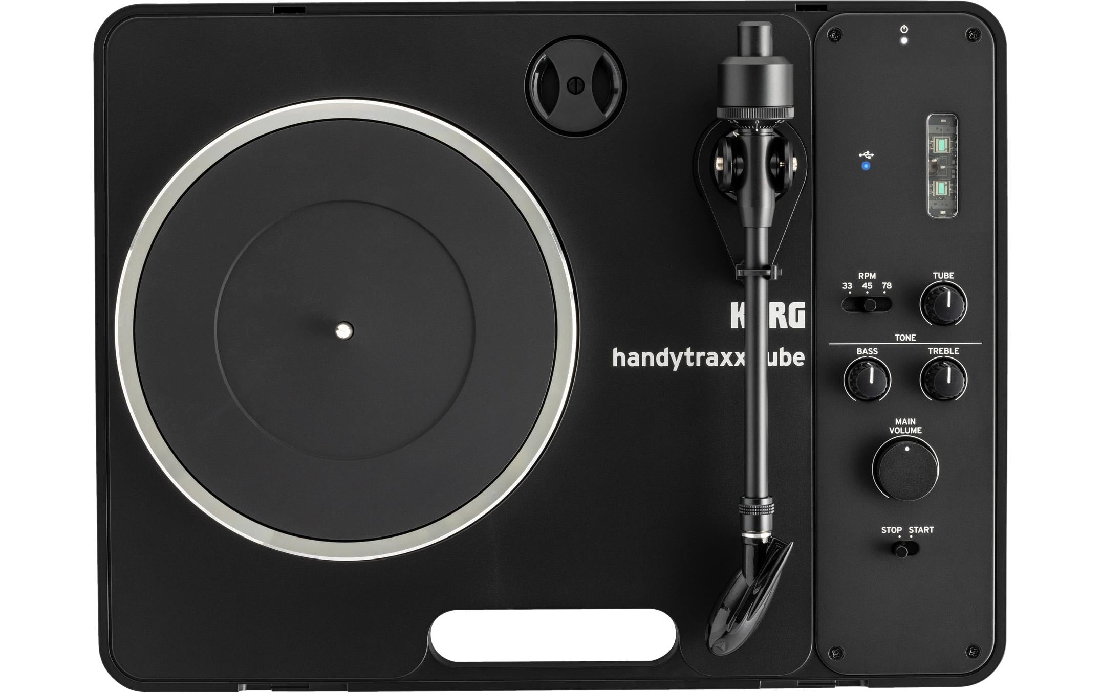 Korg handytraxx tube J – Plattenspieler – Portabel – mit Lautsprecher, Phono-Preamp – Schwarz
