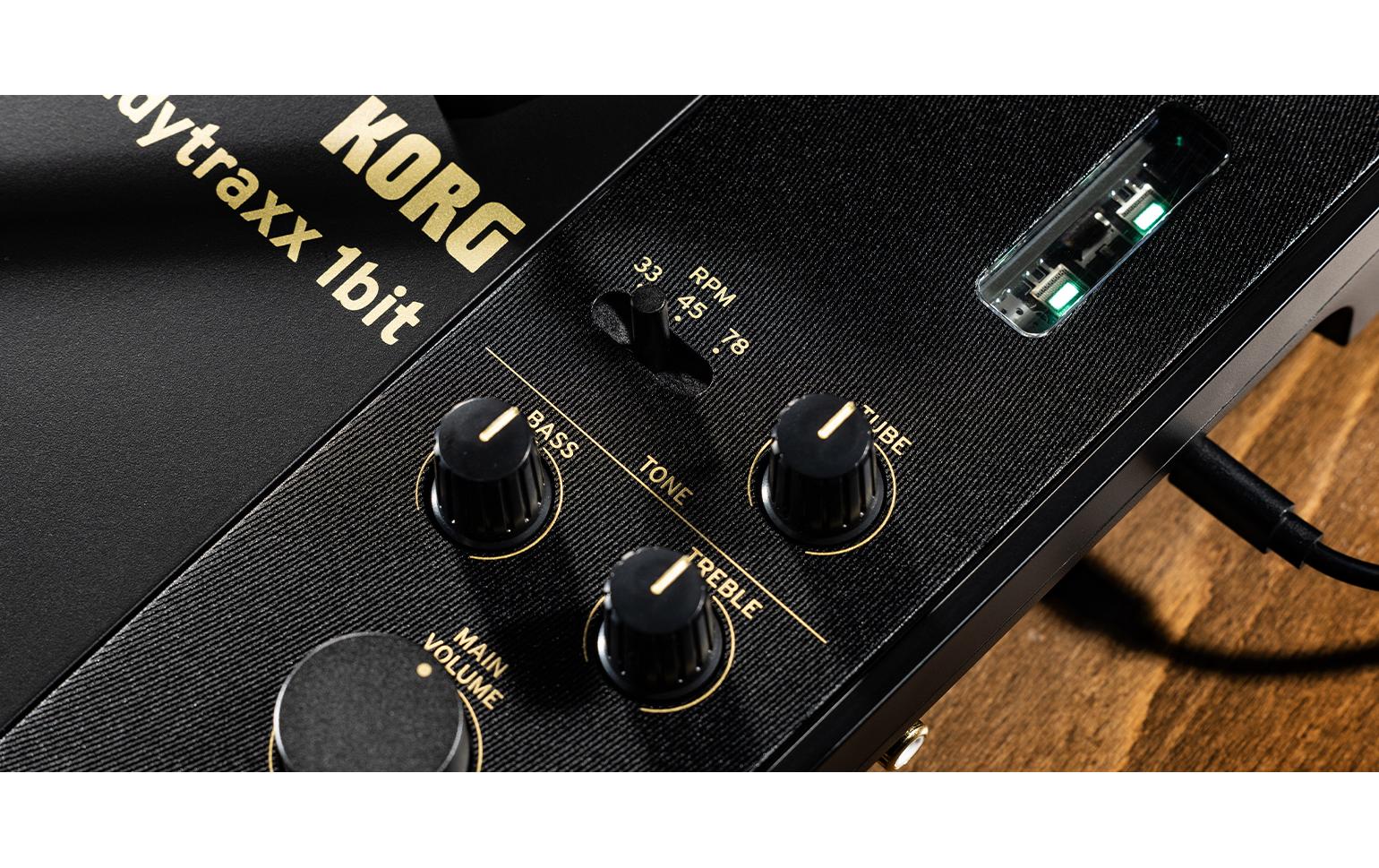 Korg handytraxx 1bit – Plattenspieler – Portabel – Phono-Preamp, mit Lautsprecher – Schwarz