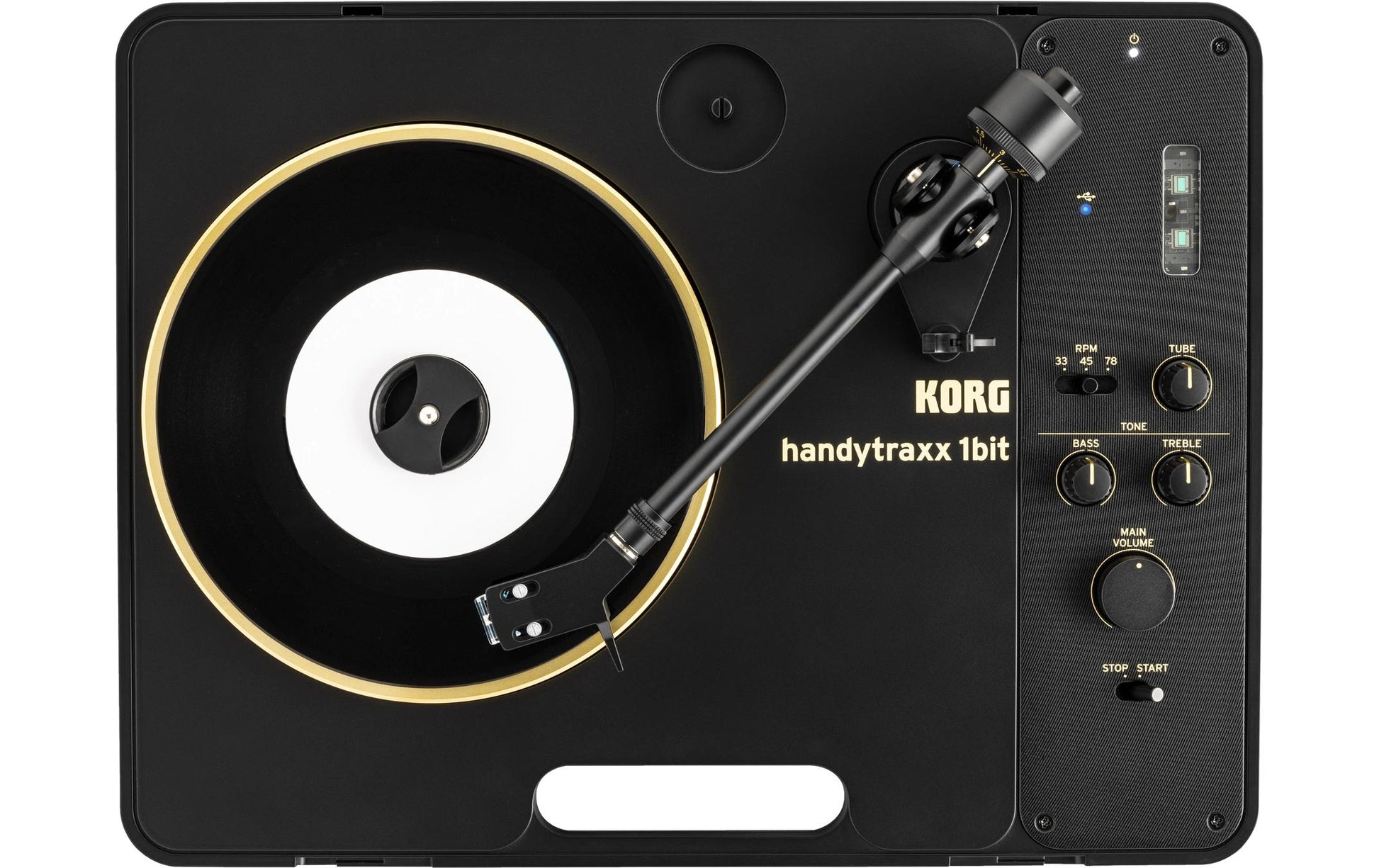 Korg handytraxx 1bit – Plattenspieler – Portabel – Phono-Preamp, mit Lautsprecher – Schwarz