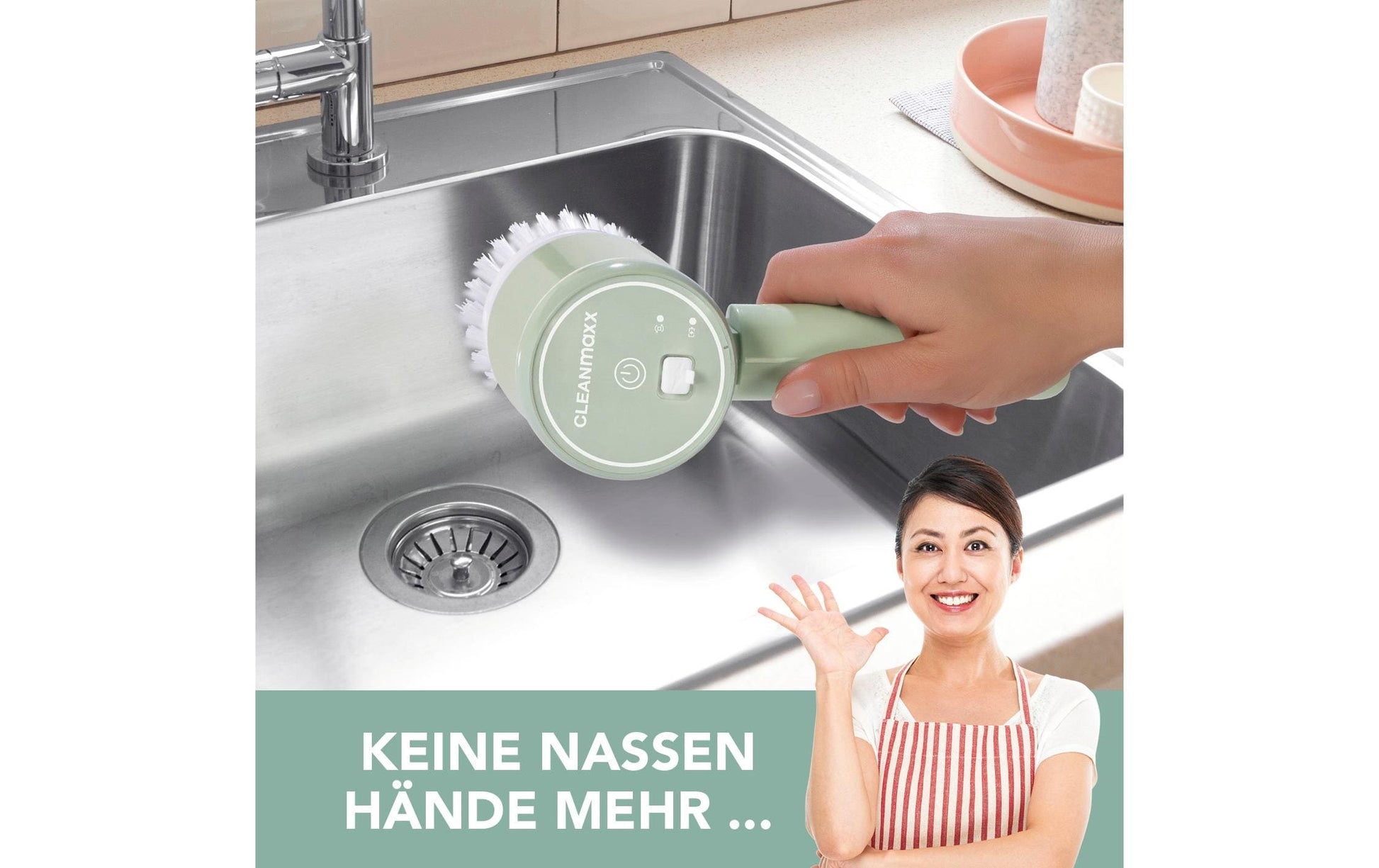 Easymaxx CLEANmaxx Akku-Reinigungsbürste – Kunststoff, Hellgrün, 4-teilig