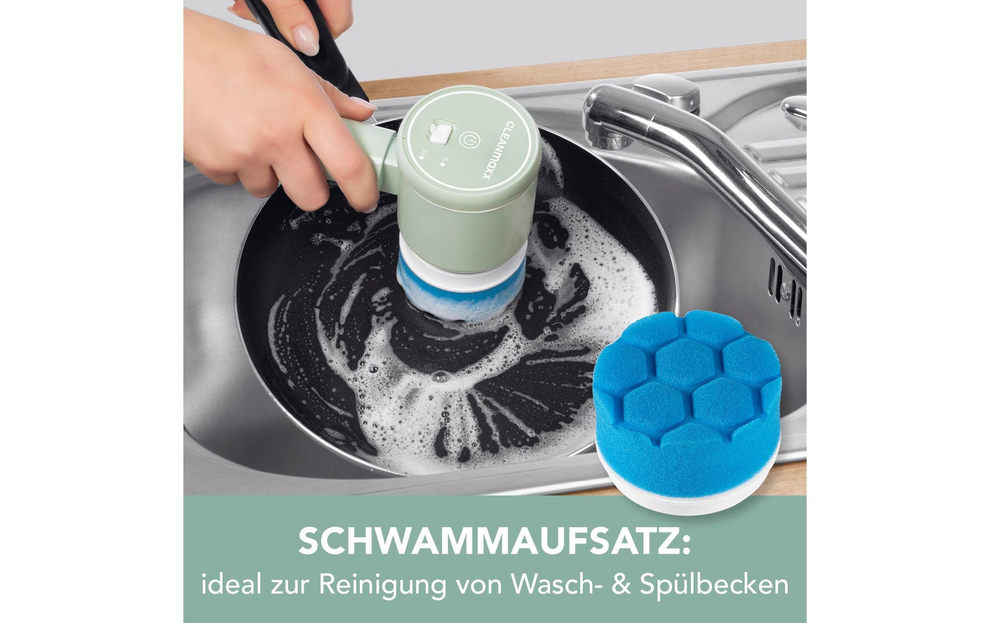 Easymaxx CLEANmaxx Akku-Reinigungsbürste – Kunststoff, Hellgrün, 4-teilig