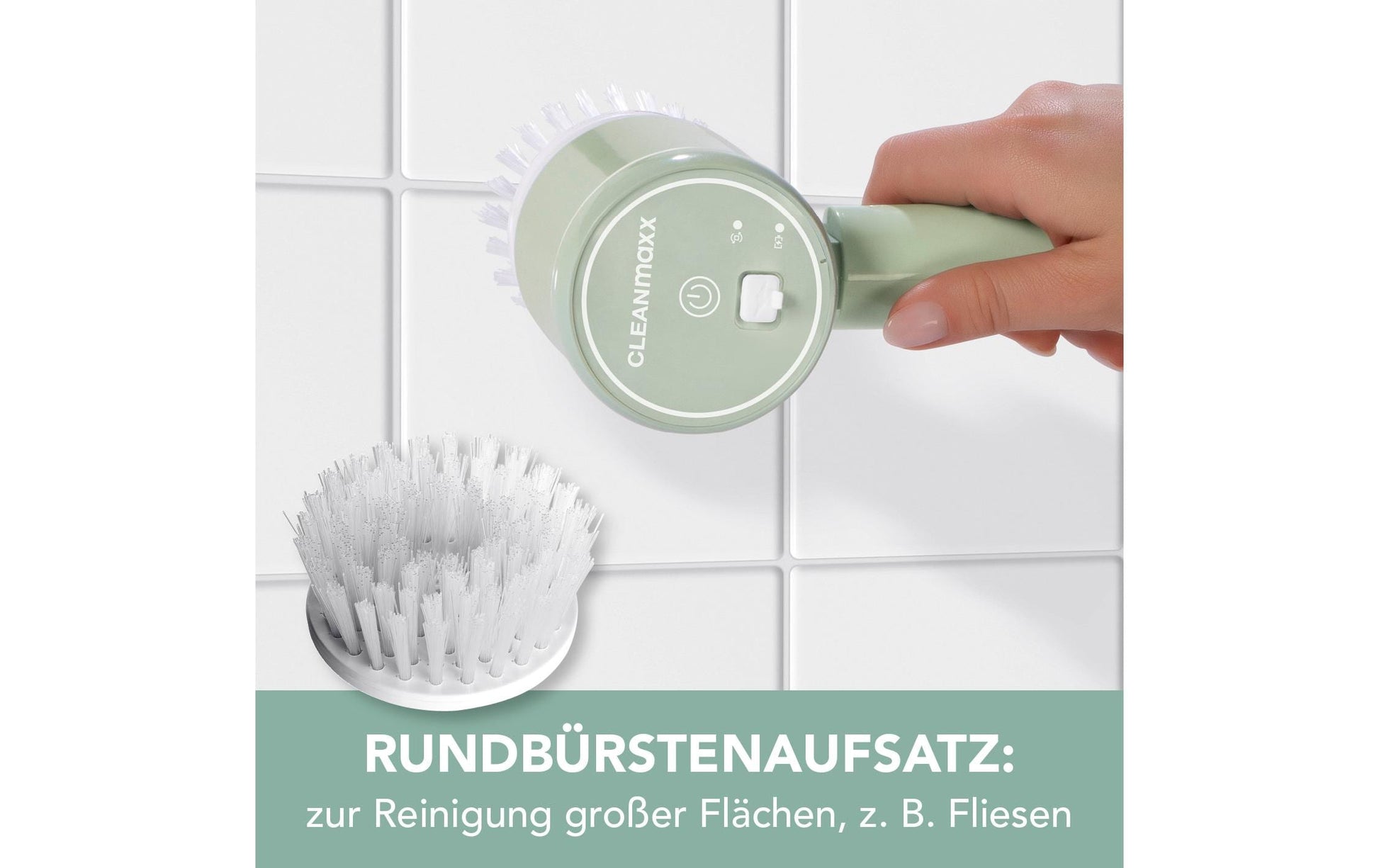 Easymaxx CLEANmaxx Akku-Reinigungsbürste – Kunststoff, Hellgrün, 4-teilig