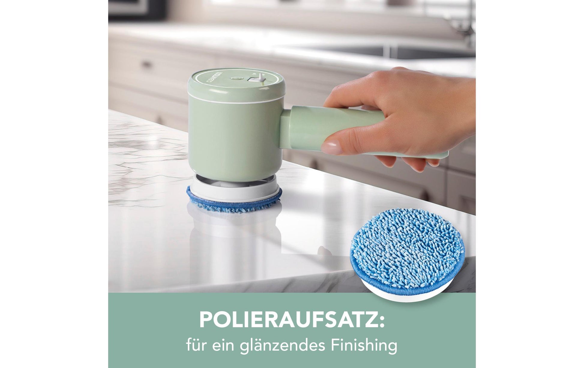 Easymaxx CLEANmaxx Akku-Reinigungsbürste – Kunststoff, Hellgrün, 4-teilig
