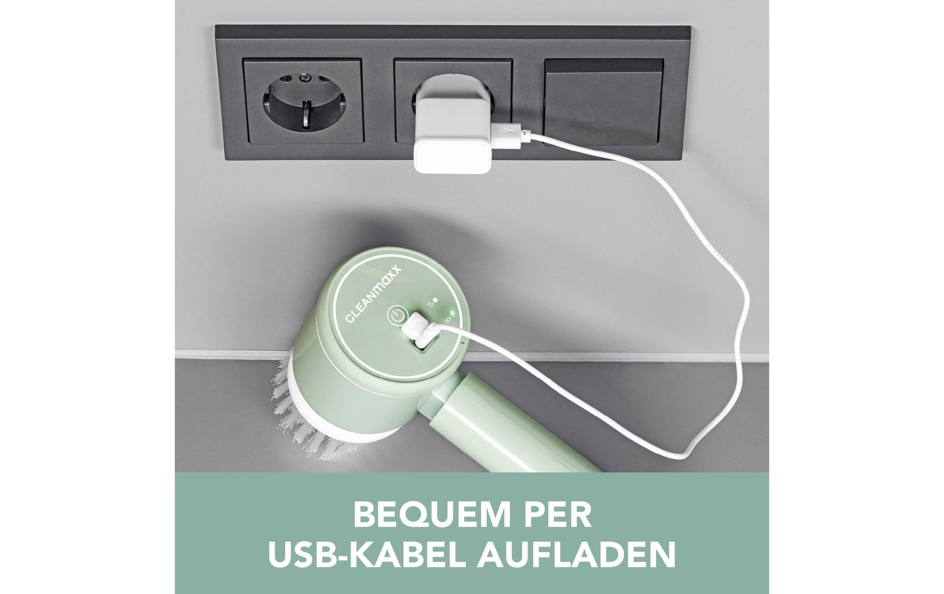 Easymaxx CLEANmaxx Akku-Reinigungsbürste – Kunststoff, Hellgrün, 4-teilig