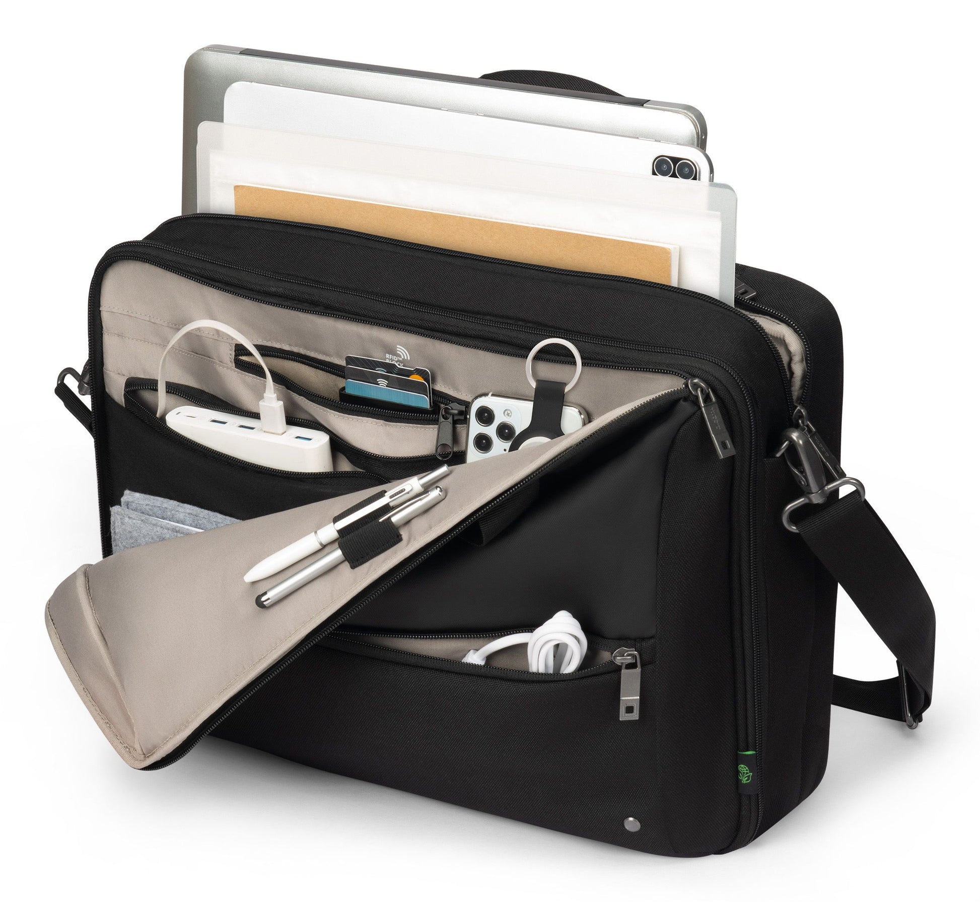 DICOTA Notebook-Tasche für Notebooks bis 16" – verschliessbar, mit Schultergurt – Schwarz