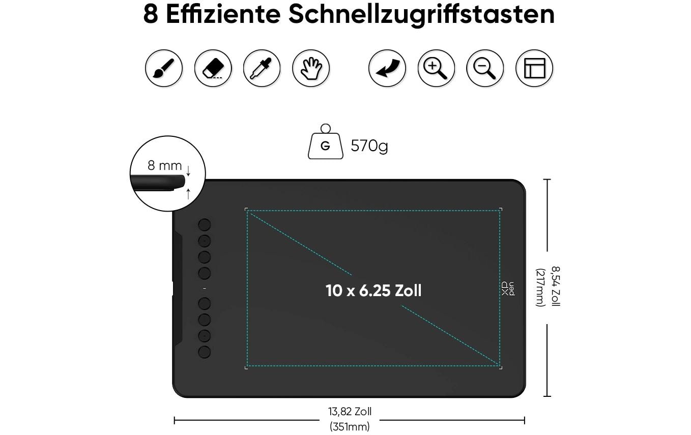 XPPen XP-Pen – Stifttablet Deco 01 V3, 16384 Druckstufen, 254 × 152 mm, USB-C, für Windows, macOS, Linux und mehr