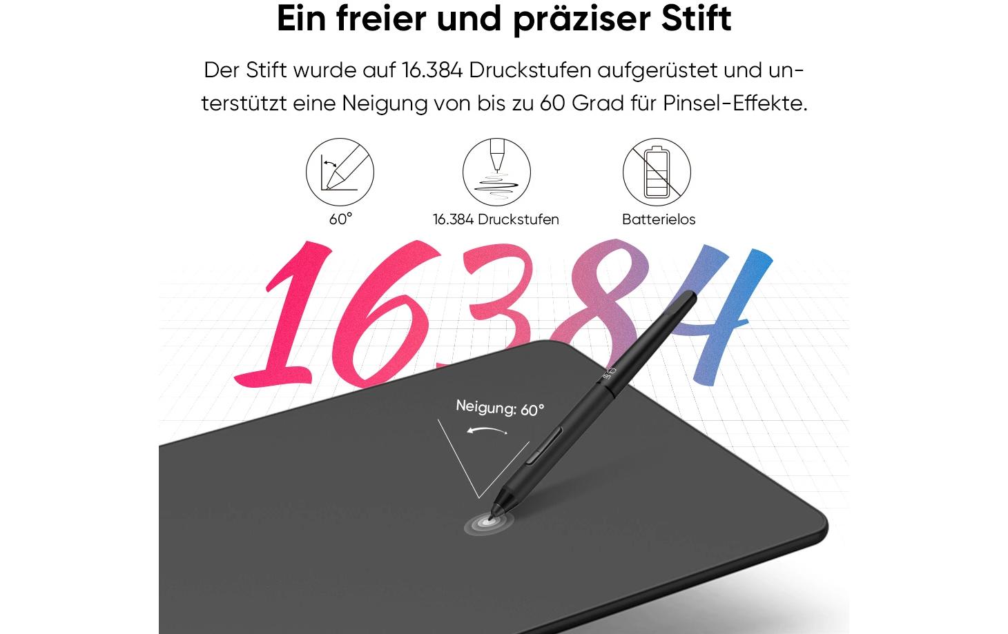 XPPen XP-Pen – Stifttablet Deco 01 V3, 16384 Druckstufen, 254 × 152 mm, USB-C, für Windows, macOS, Linux und mehr