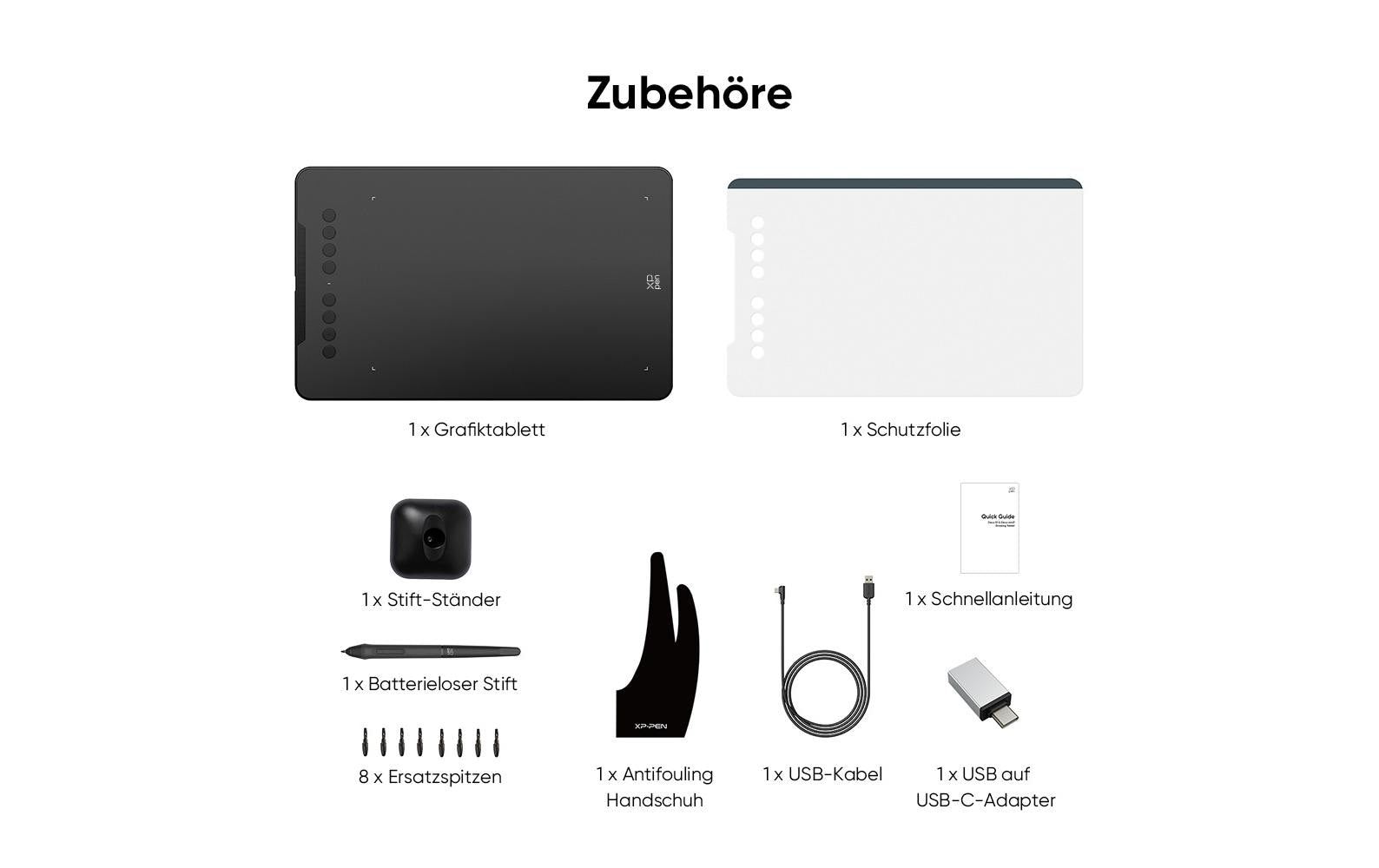 XPPen XP-Pen – Stifttablet Deco 01 V3, 16384 Druckstufen, 254 × 152 mm, USB-C, für Windows, macOS, Linux und mehr