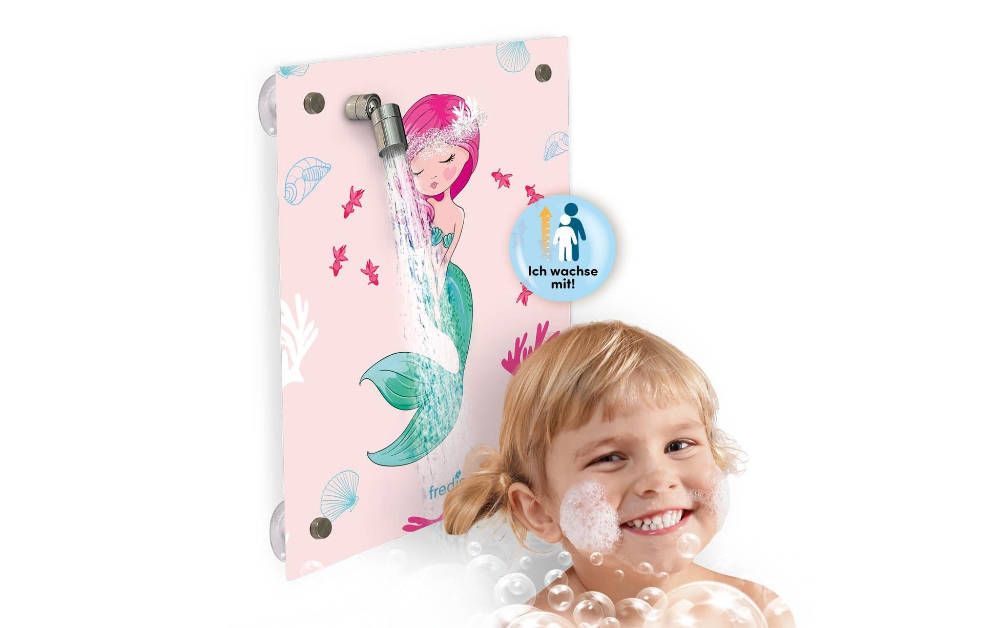 Fredis kinderdusche Fredis Waschlappen Meerjungfrau – 40×30 cm, Rosa