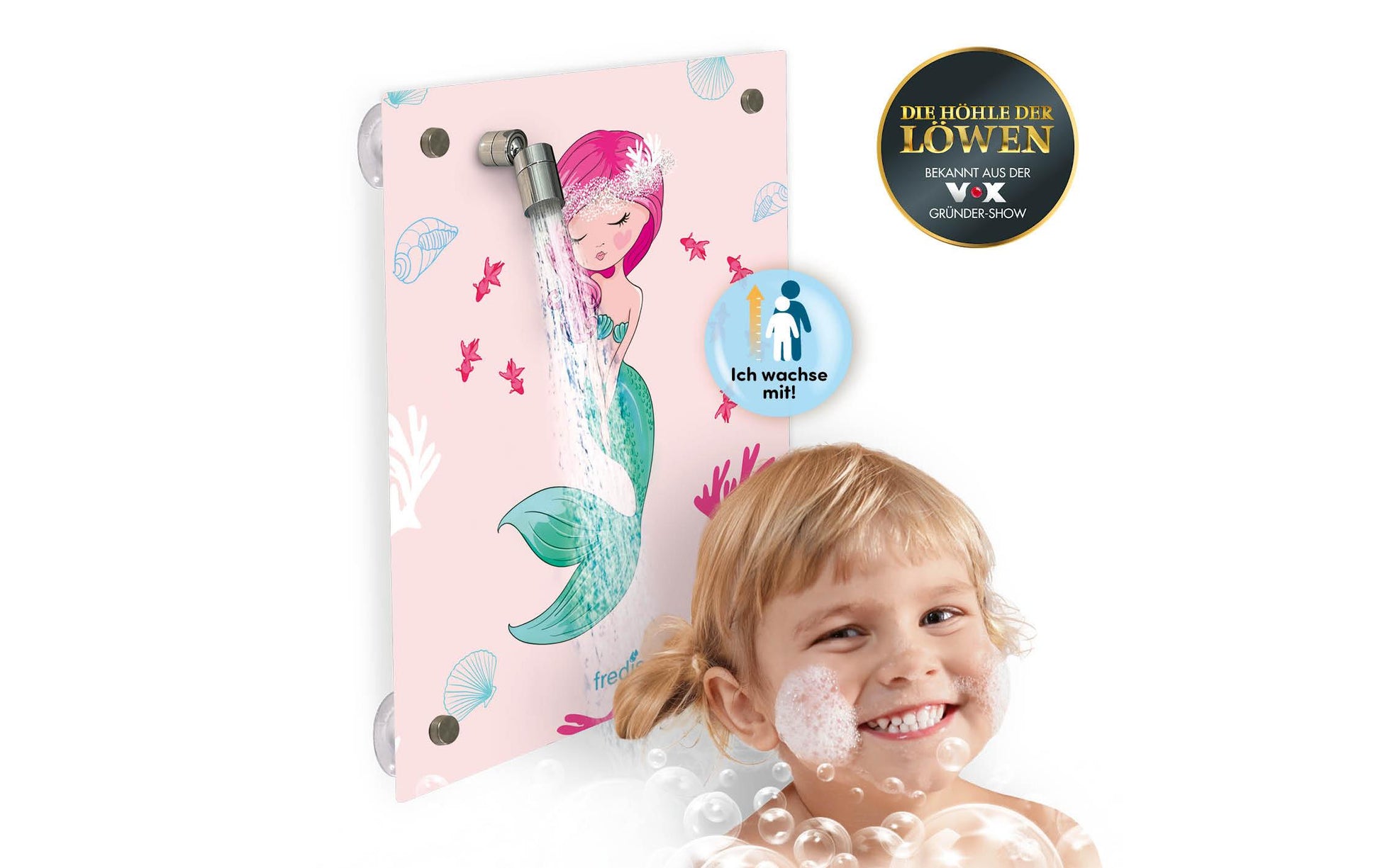 Fredis kinderdusche Fredis Waschlappen Meerjungfrau – 40×30 cm, Rosa