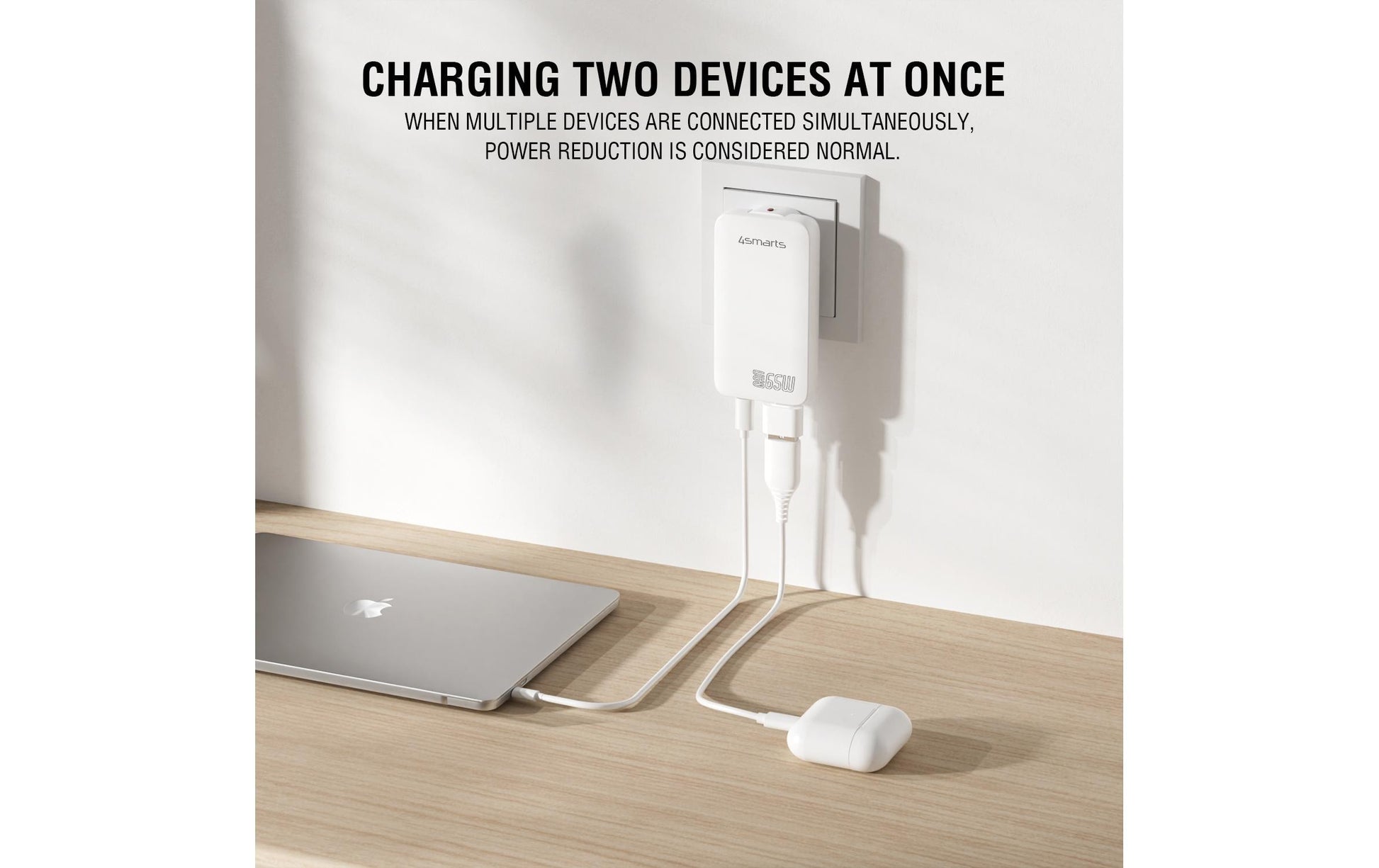 4smarts FlatPlug Slim Dual Ladegerät – 65 W, 2× USB-C, GaN – für Nintendo Switch, Laptop, Smartphone