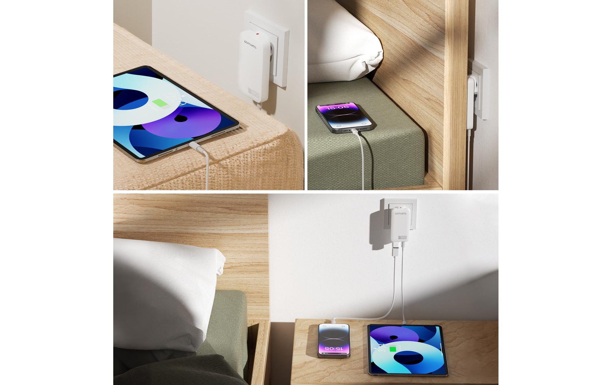 4smarts FlatPlug Slim Dual Ladegerät – 65 W, 2× USB-C, GaN – für Nintendo Switch, Laptop, Smartphone