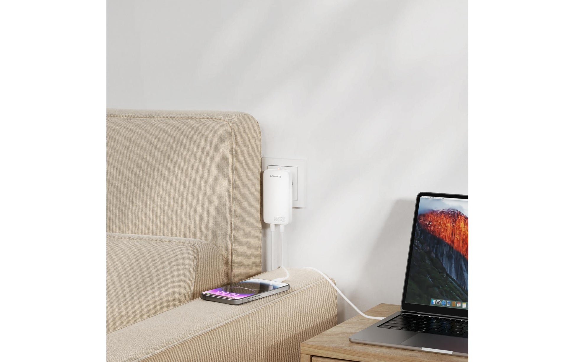 4smarts FlatPlug Slim Dual Ladegerät – 65 W, 2× USB-C, GaN – für Nintendo Switch, Laptop, Smartphone