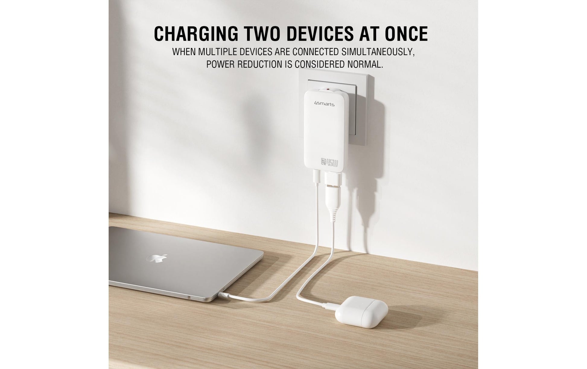 4smarts FlatPlug Slim Dual USB-Ladegerät 45 W – USB-C×2 – GaN – für Nintendo Switch, Laptop und mehr