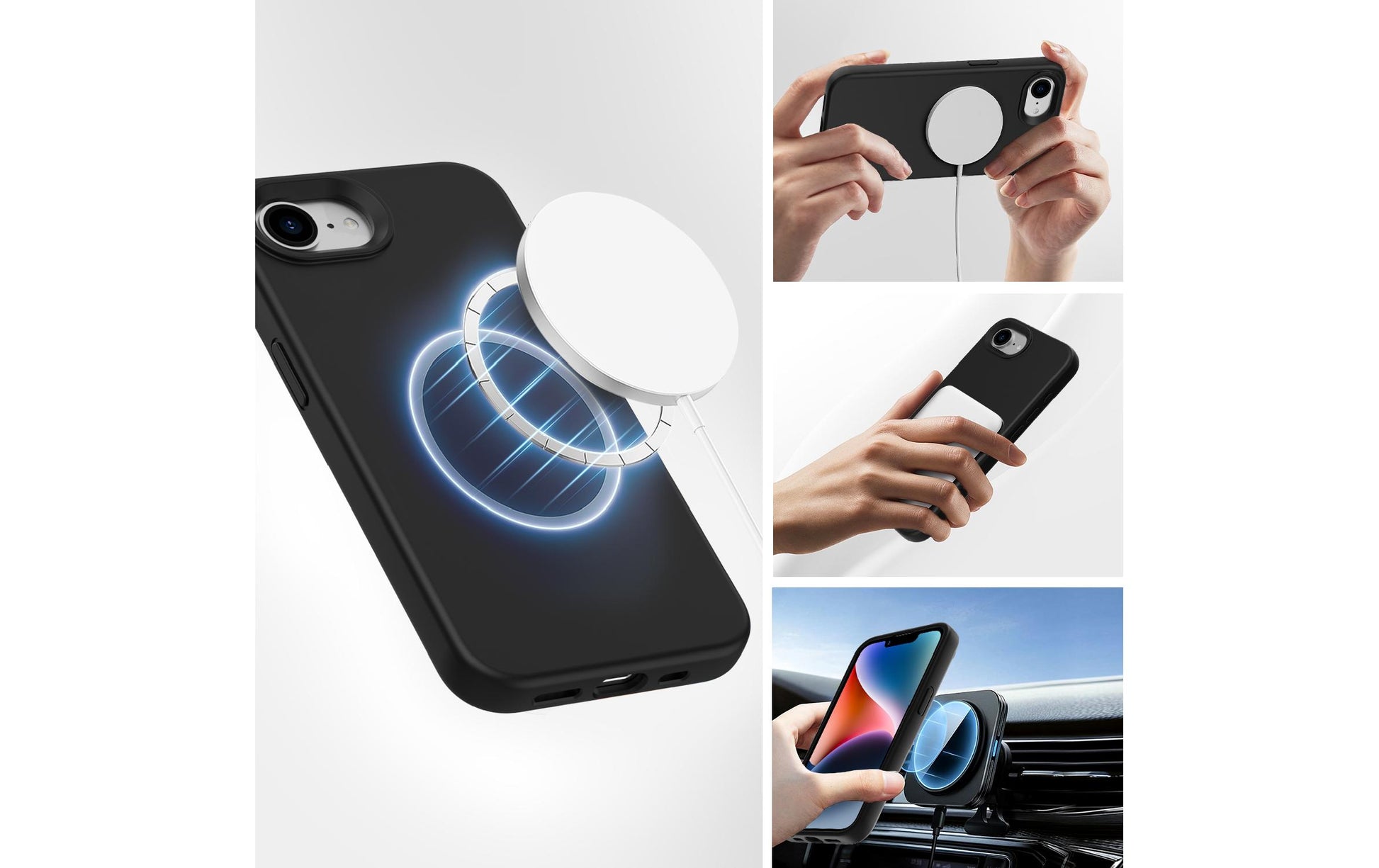 4smarts Cupertino Backcover – für Apple iPhone 16e, MagSafe, Silikon, Schwarz