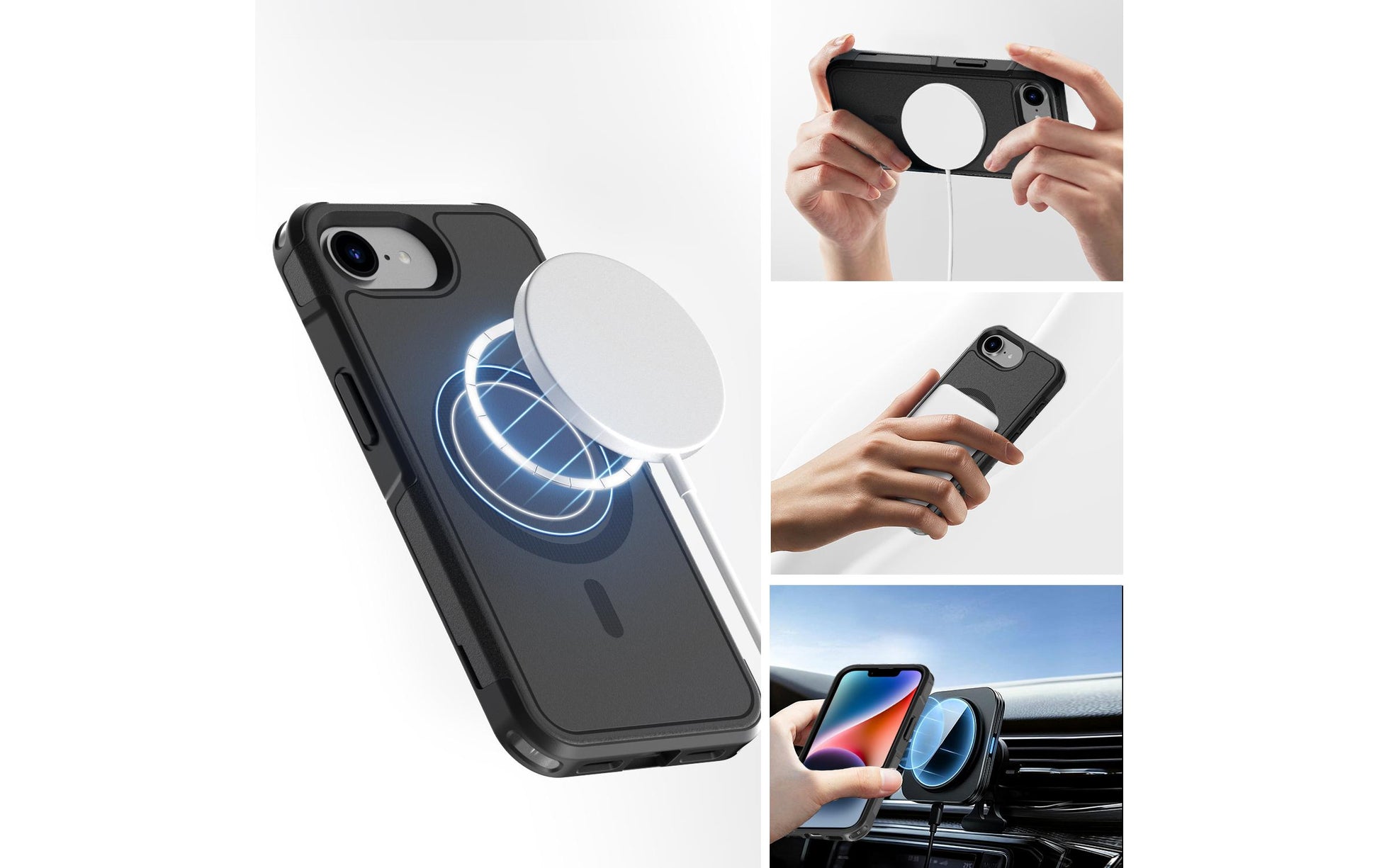 4smarts Defend Backcover – für Apple iPhone 16e, MagSafe, PC+TPU, Schwarz, bis 1,2 m Sturzsicher