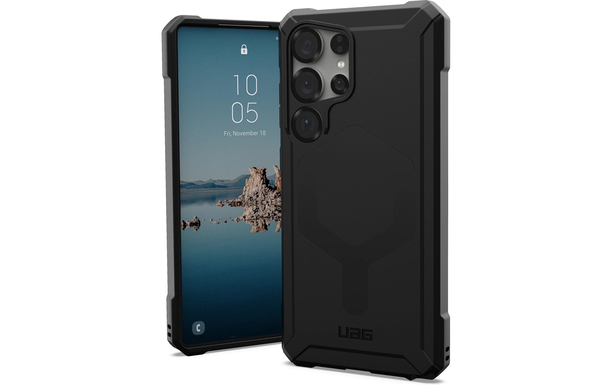 Urban Armor Gear UAG Essential Armor Backcover – für Samsung Galaxy S25 Ultra, Kunststoff, Schwarz, bis 4,6 m sturzsicher