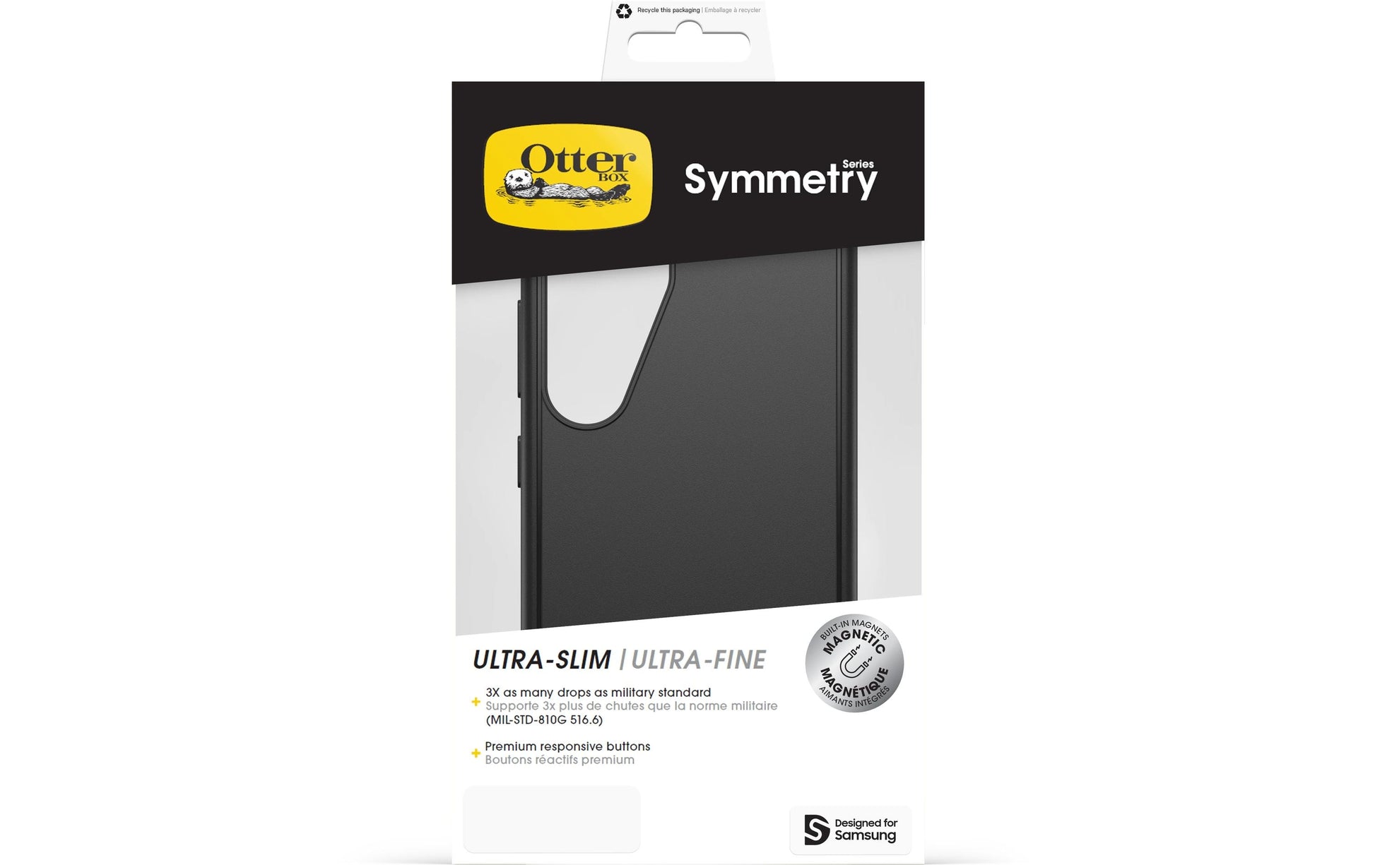OtterBox Symmetry Backcover – für Samsung Galaxy S25, MagSafe, Kunststoff, Schwarz