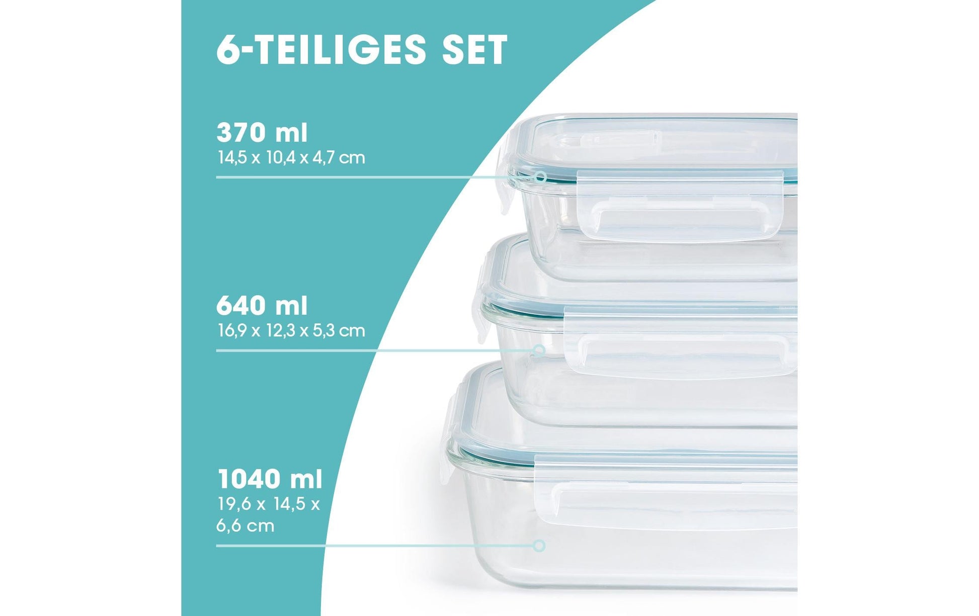 Gourmetmaxx 3-teiliges Vorratsbehälter-Set, 2,1 l, Glas/Polypropylen (PP)/Silikon, Transparent