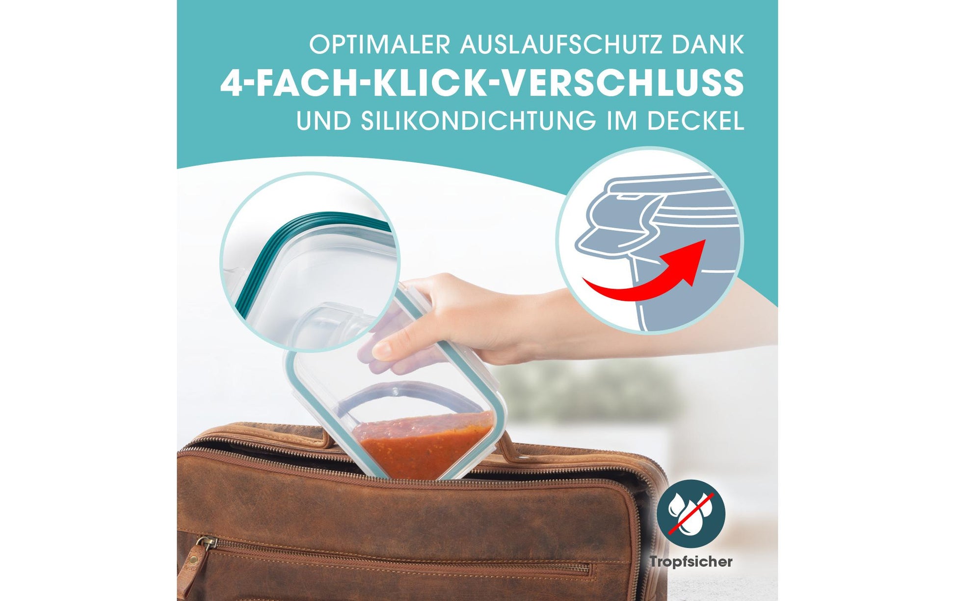 Gourmetmaxx 3-teiliges Vorratsbehälter-Set, 2,1 l, Glas/Polypropylen (PP)/Silikon, Transparent