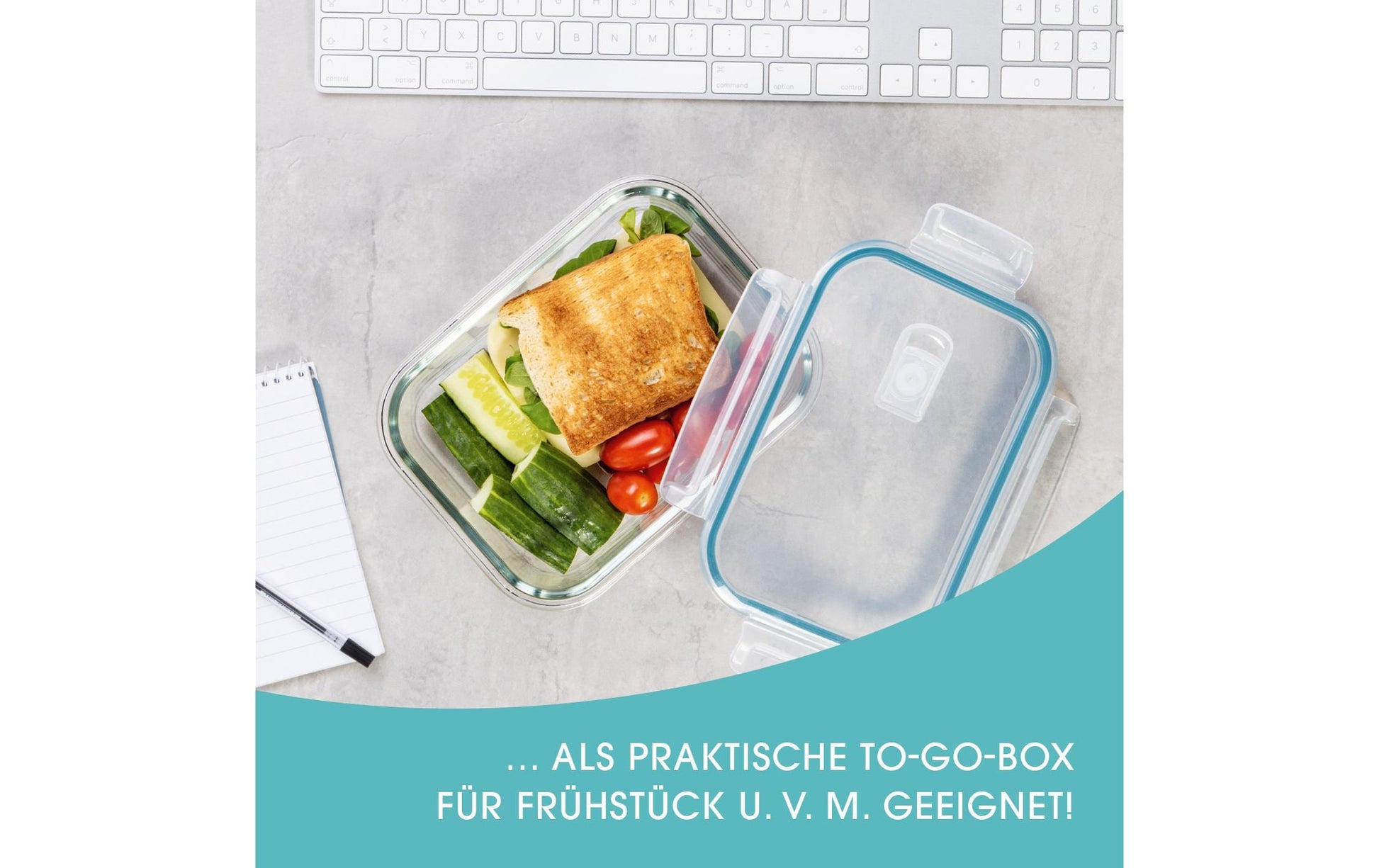 Gourmetmaxx 3-teiliges Vorratsbehälter-Set, 2,1 l, Glas/Polypropylen (PP)/Silikon, Transparent