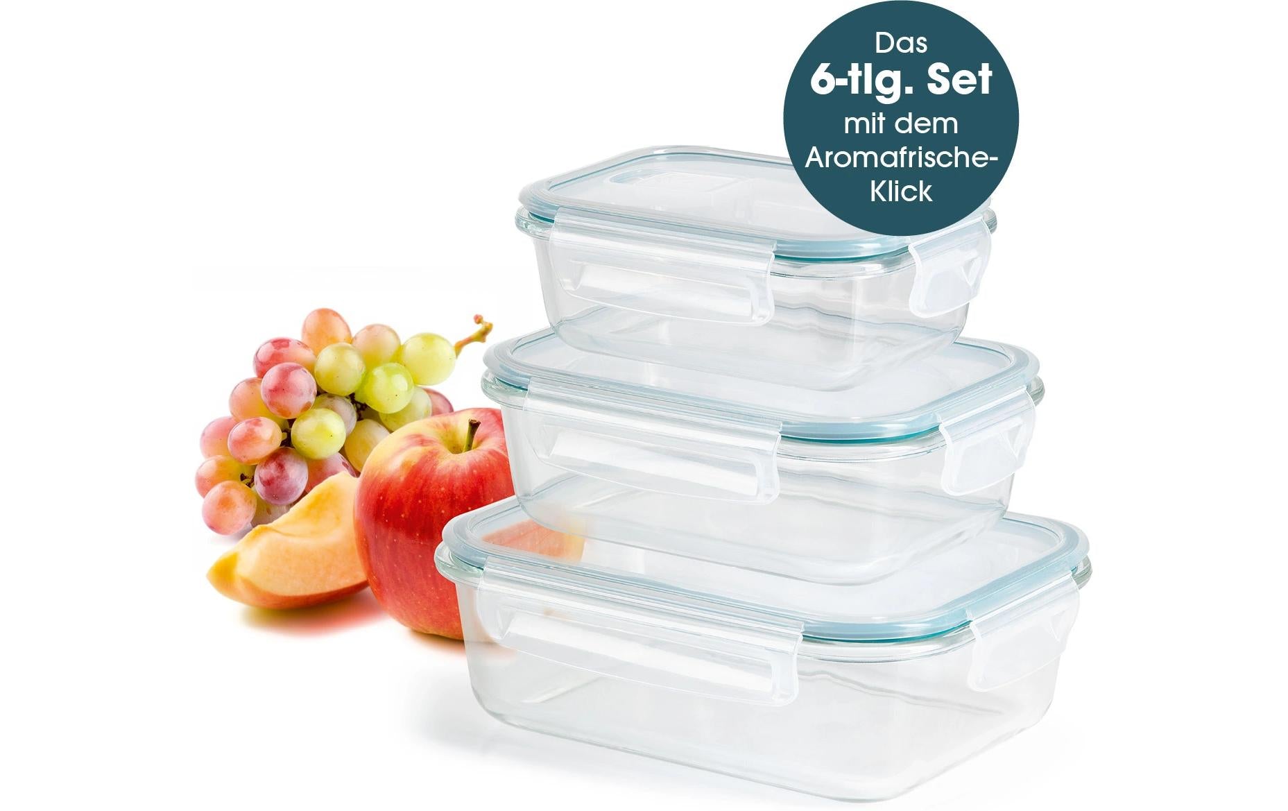 Gourmetmaxx 3-teiliges Vorratsbehälter-Set, 2,1 l, Glas/Polypropylen (PP)/Silikon, Transparent