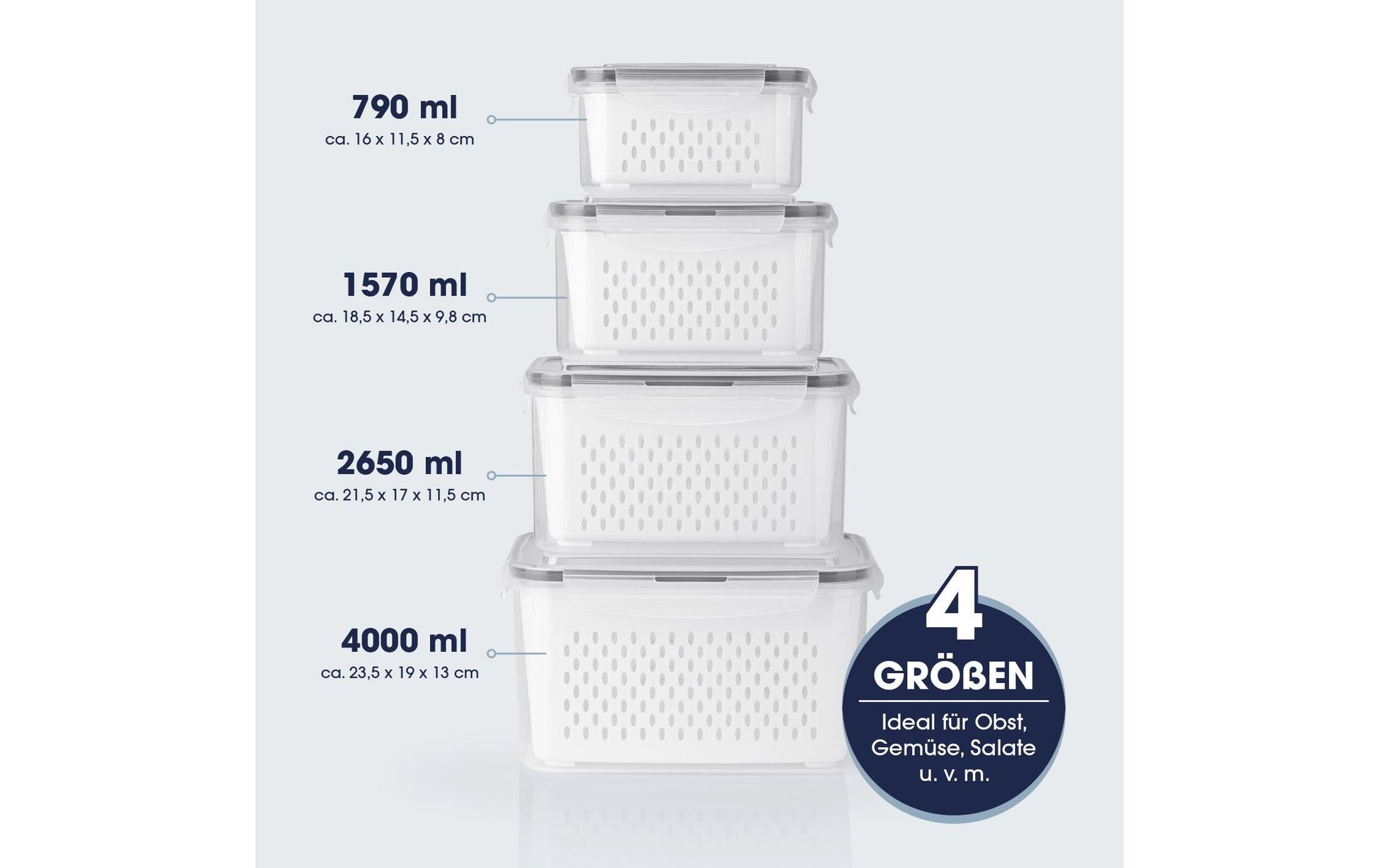 Gourmetmaxx Vorratsdose 4 l, 21 × 25 × 14,5 cm, Polypropylen (PP)/Silikon, 12-teilig (4 Dosen)